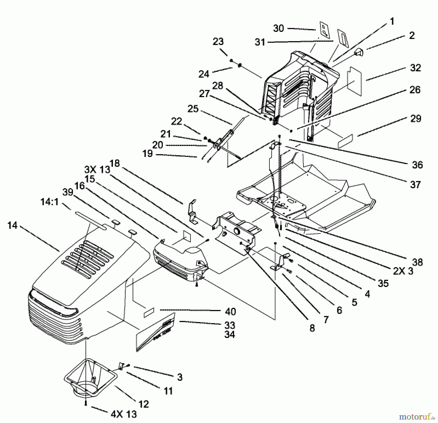  Toro Neu Mowers, Lawn & Garden Tractor Seite 1 71228 (17-44HXL) - Toro 17-44HXL Lawn Tractor, 2002 (220010001-220999999) HOOD AND TOWER ASSEMBLY