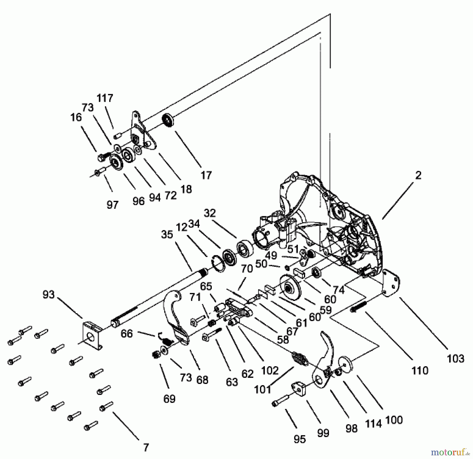  Toro Neu Mowers, Lawn & Garden Tractor Seite 1 71228 (17-44HXL) - Toro 17-44HXL Lawn Tractor, 2002 (220010001-220999999) HOUSING SIDE AND AXLE SHAFT ASSEMBLY