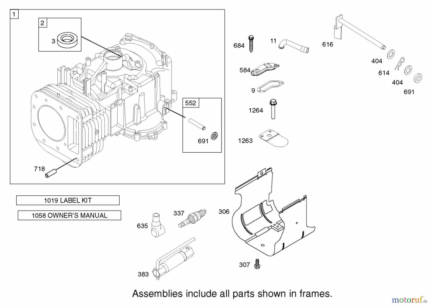  Toro Neu Mowers, Lawn & Garden Tractor Seite 1 71228 (17-44HXL) - Toro 17-44HXL Lawn Tractor, 2004 (240000001-240999999) CYLINDER ASSEMBLY  BRIGGS AND STRATTON 31F777-0123-E1