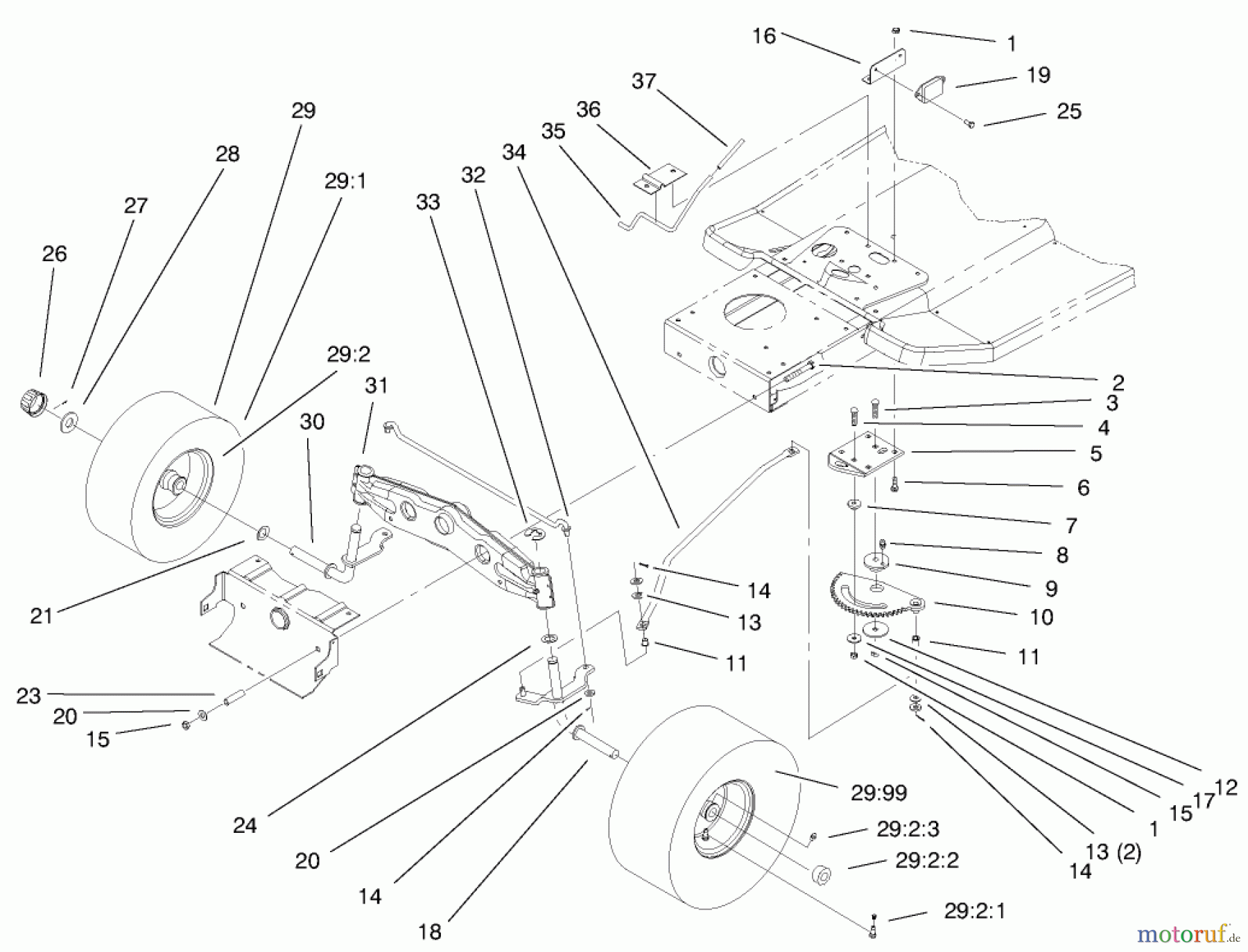  Toro Neu Mowers, Lawn & Garden Tractor Seite 1 71240 (15-38HXL) - Toro 15-38HXL Lawn Tractor, 1999 (9900001-9999999) STEERING ASSEMBLY