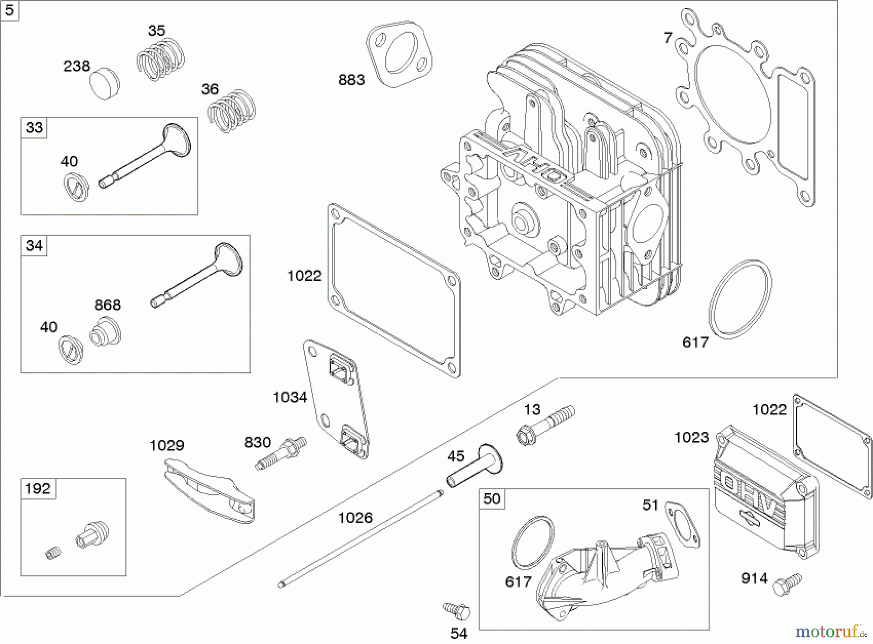  Toro Neu Mowers, Lawn & Garden Tractor Seite 1 71245 (14-38HXLE) - Toro 14-38HXLE Lawn Tractor, 2004 (240000001-240999999) CYLINDER HEAD ASSEMBLY BRIGGS AND STRATTON MODEL 280H07-0160-E1