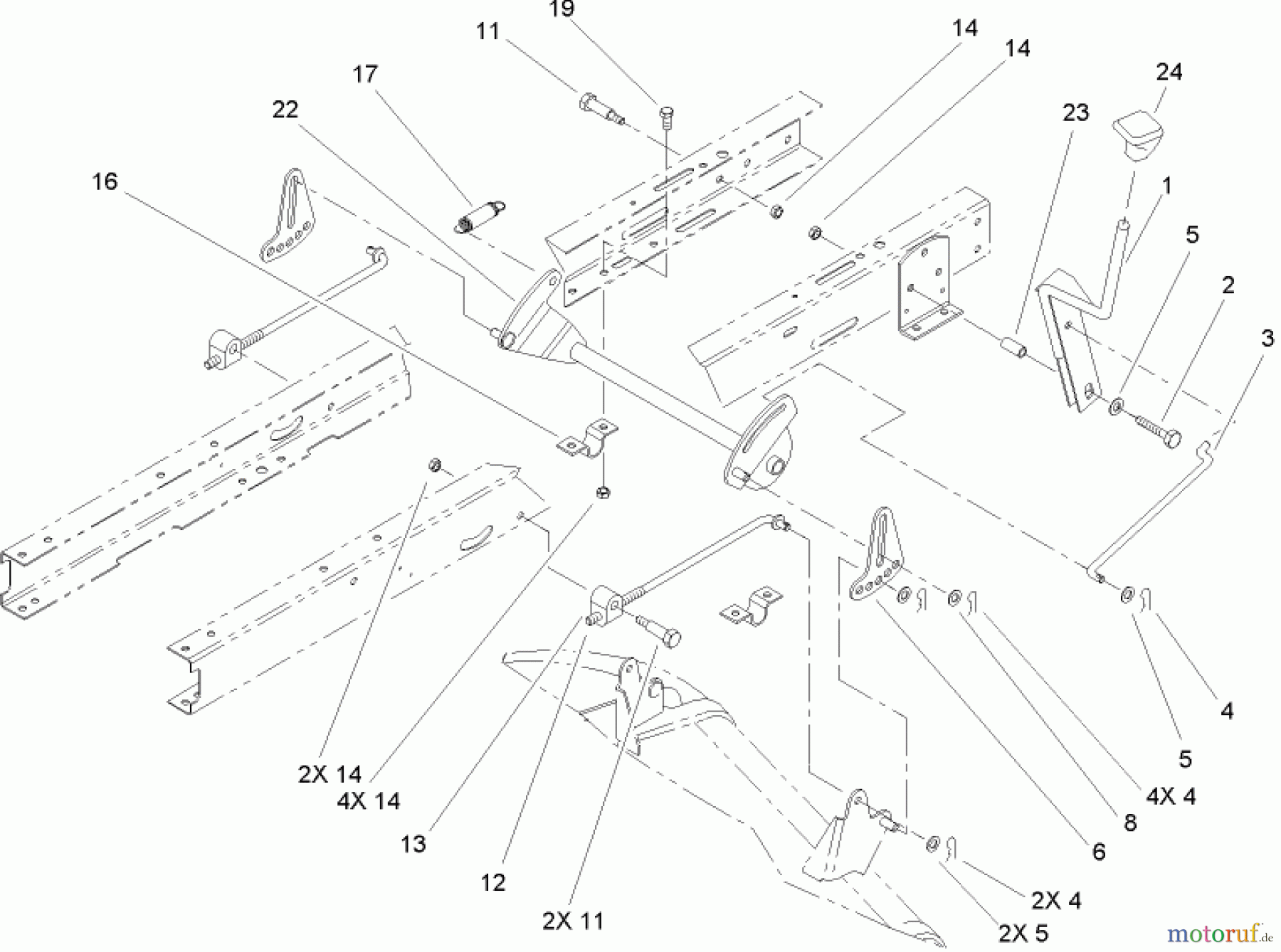  Toro Neu Mowers, Lawn & Garden Tractor Seite 1 71245 (14-38HXLE) - Toro 14-38HXLE Lawn Tractor, 2004 (240000001-240999999) HEIGHT-OF-CUT COMPONENT ASSEMBLY