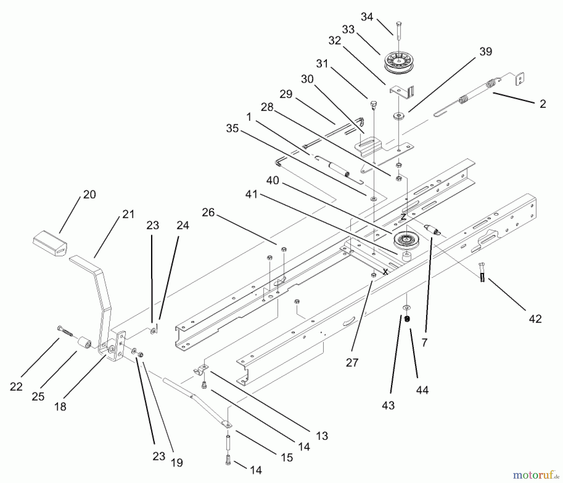  Toro Neu Mowers, Lawn & Garden Tractor Seite 1 71245 (14-38HXLE) - Toro 14-38HXLE Lawn Tractor, 2004 (240000001-240999999) TRACTION CLUTCHING ASSEMBLY