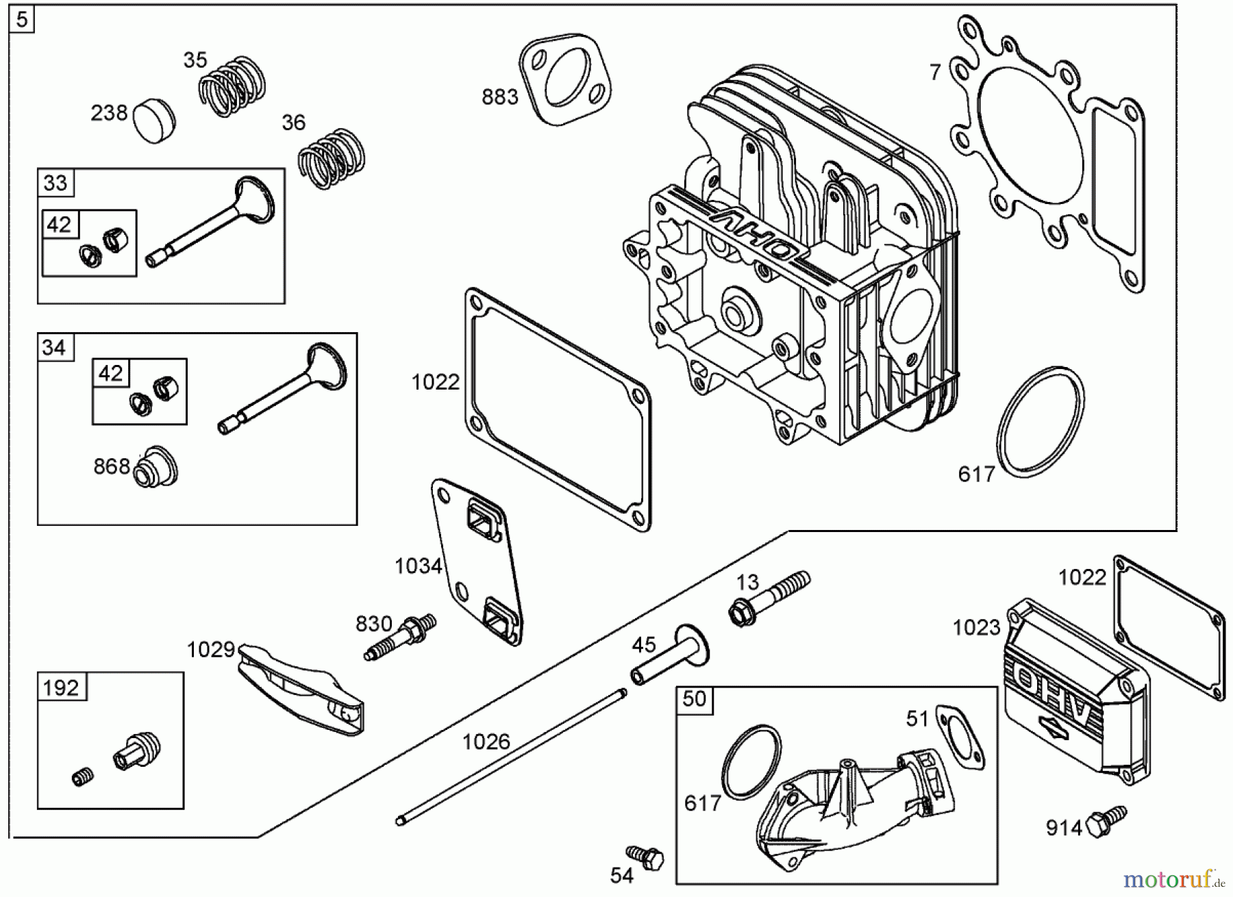  Toro Neu Mowers, Lawn & Garden Tractor Seite 1 71246 (XL 380H) - Toro XL 380H Lawn Tractor, 2006 (260000001-260999999) CYLINDER HEAD ASSEMBLY BRIGGS AND STRATTON 286H77-0165-E1