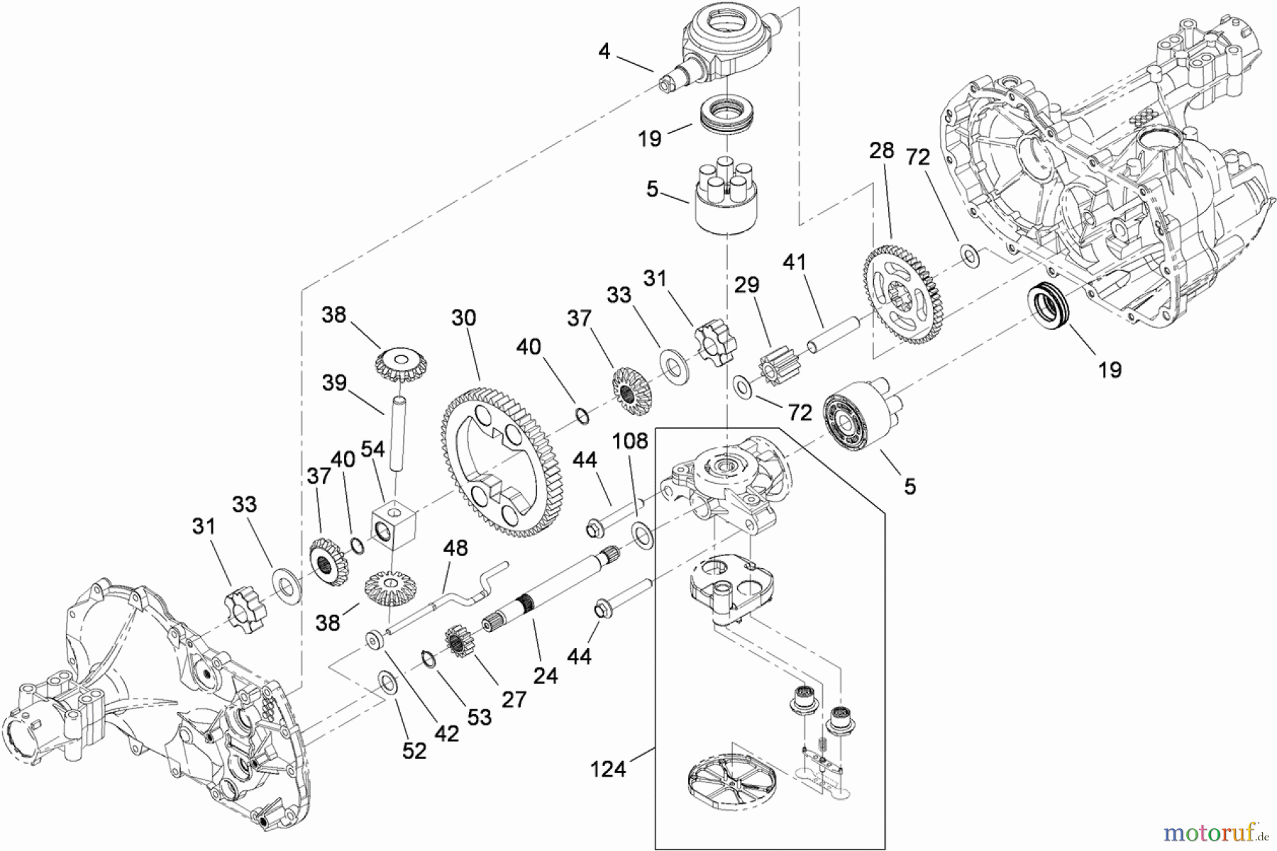  Toro Neu Mowers, Lawn & Garden Tractor Seite 1 71252 (XL 380H) - Toro XL 380H Lawn Tractor, 2010 (310002001-310999999) GEAR ASSEMBLY TRANSAXLE NO. 104-1760