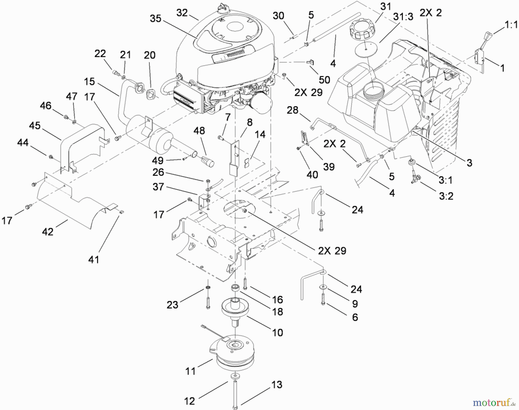  Toro Neu Mowers, Lawn & Garden Tractor Seite 1 71253 (XL 440H) - Toro XL 440H Lawn Tractor, 2010 (310000001-310999999) ENGINE ASSEMBLY