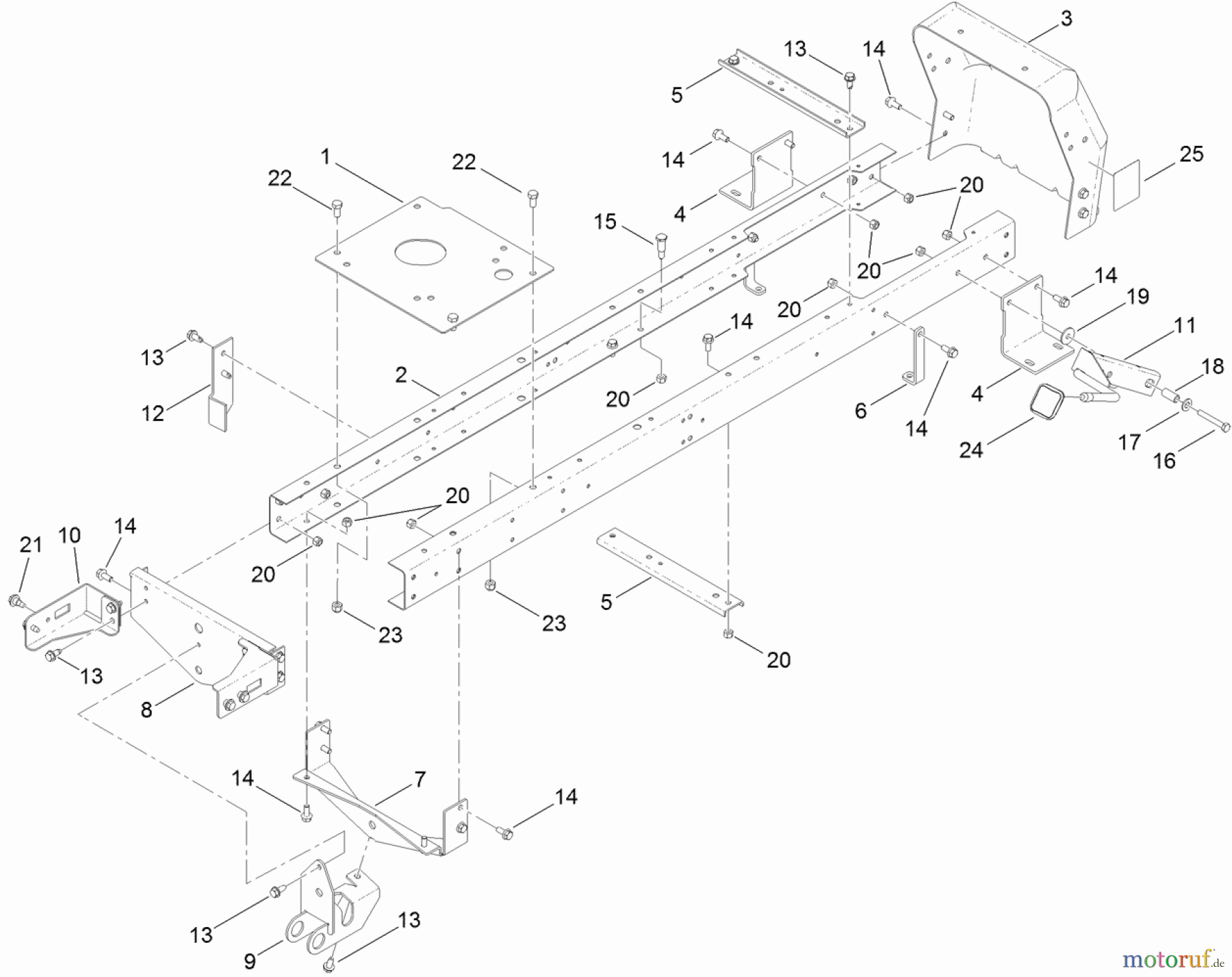  Toro Neu Mowers, Lawn & Garden Tractor Seite 1 71255 (XLS 420T) - Toro XLS 420T Lawn Tractor, 2012 (SN 312000001-312999999) FRAME ASSEMBLY