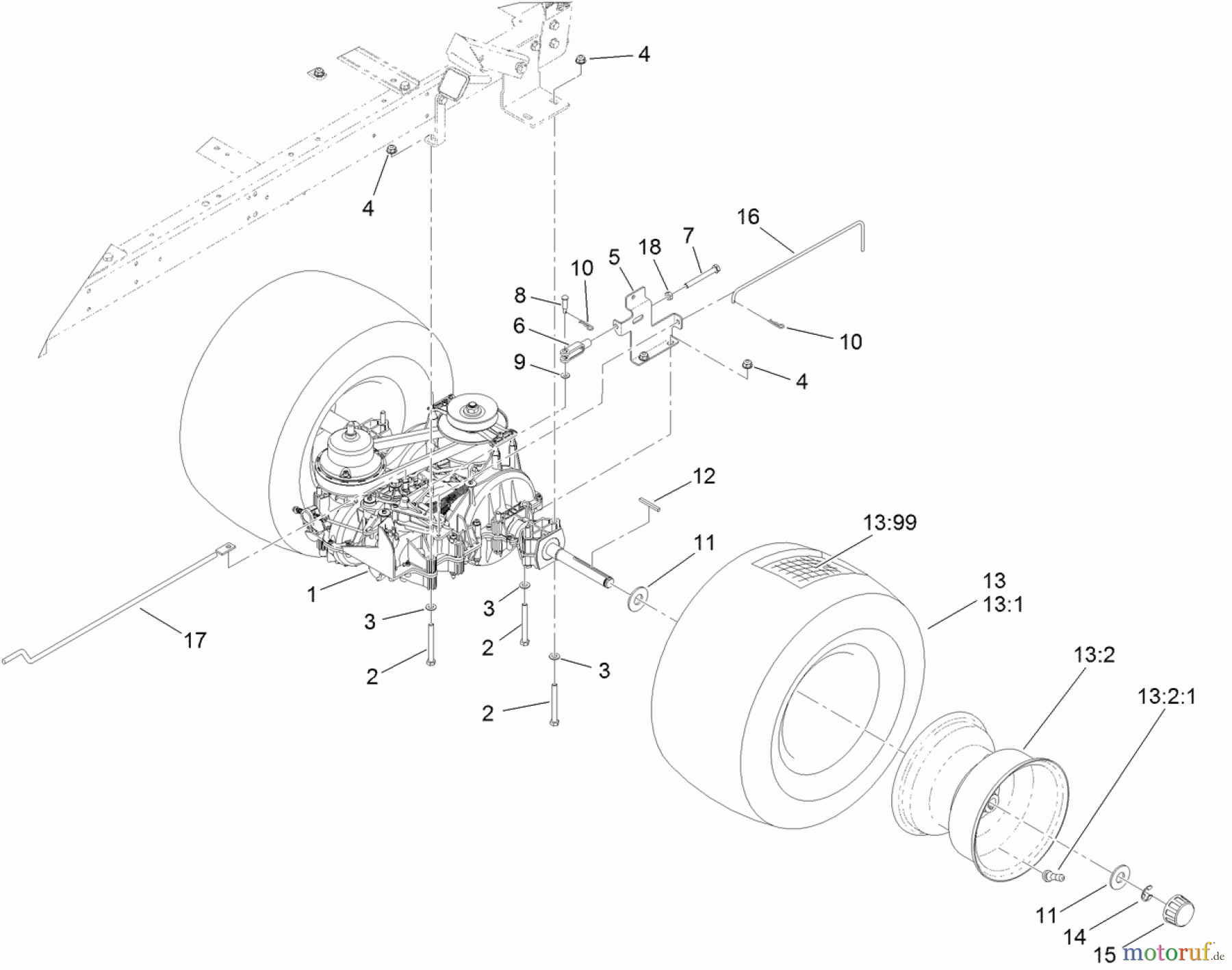  Toro Neu Mowers, Lawn & Garden Tractor Seite 1 71255 (XLS 420T) - Toro XLS 420T Lawn Tractor, 2012 (SN 312000001-312999999) TRACTION DRIVE ASSEMBLY