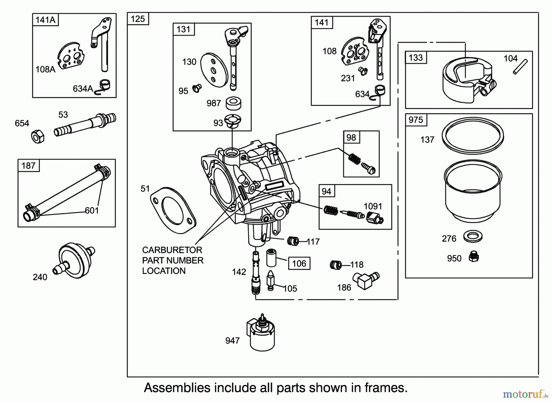  Toro Neu Mowers, Lawn & Garden Tractor Seite 1 71283 (17-44HXLE) - Toro 17-44HXLE Lawn Tractor, 2002 (220010001-220999999) CARBURETOR ASSEMBLY ENGINE BRIGGS AND STRATTON MODEL 31F777-0123-E1