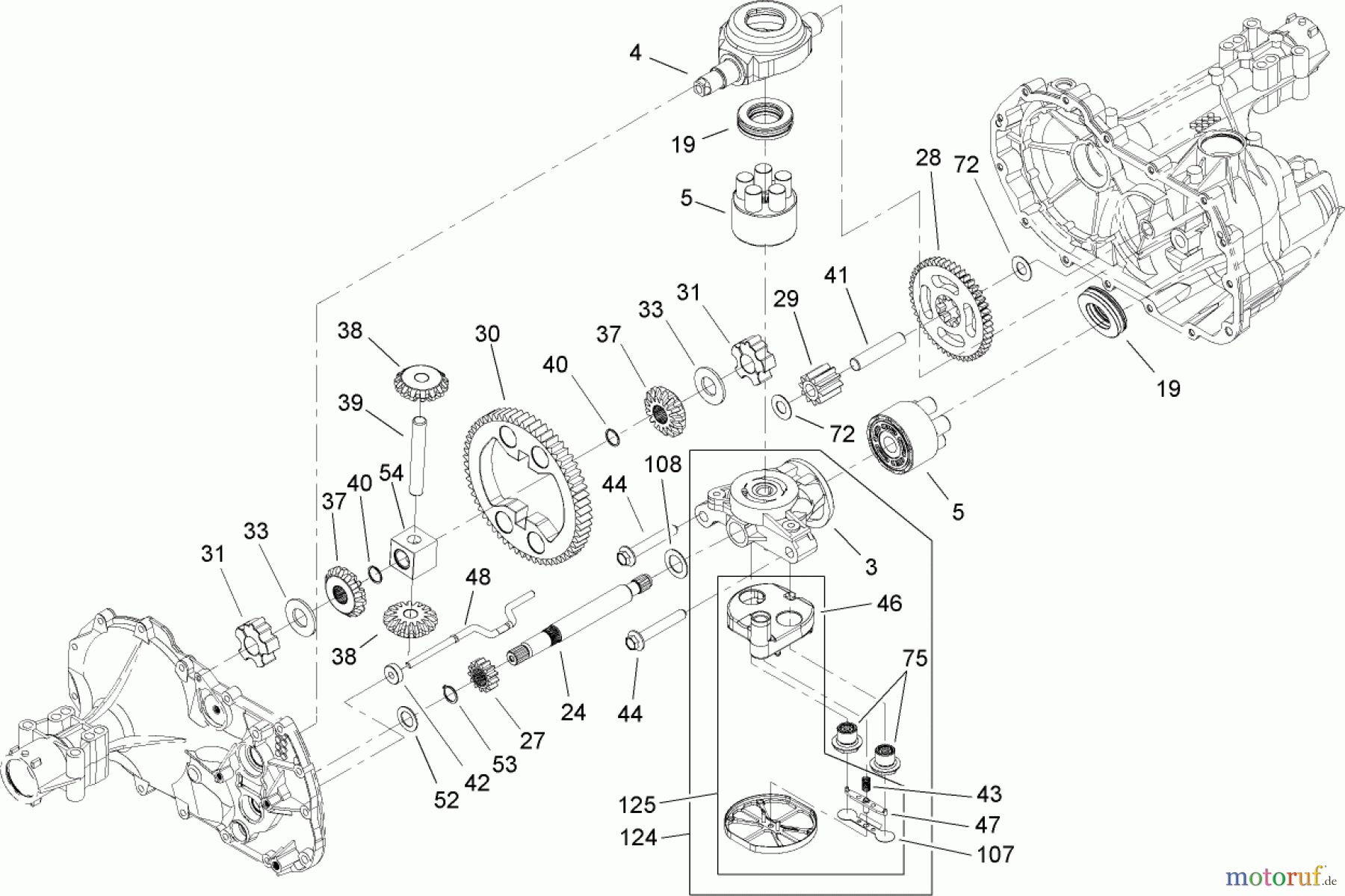  Toro Neu Mowers, Lawn & Garden Tractor Seite 1 71283 (17-44HXLE) - Toro 17-44HXLE Lawn Tractor, 2003 (230000001-230999999) GEAR ASSEMBLY TRANSAXLE NO. 104-1760