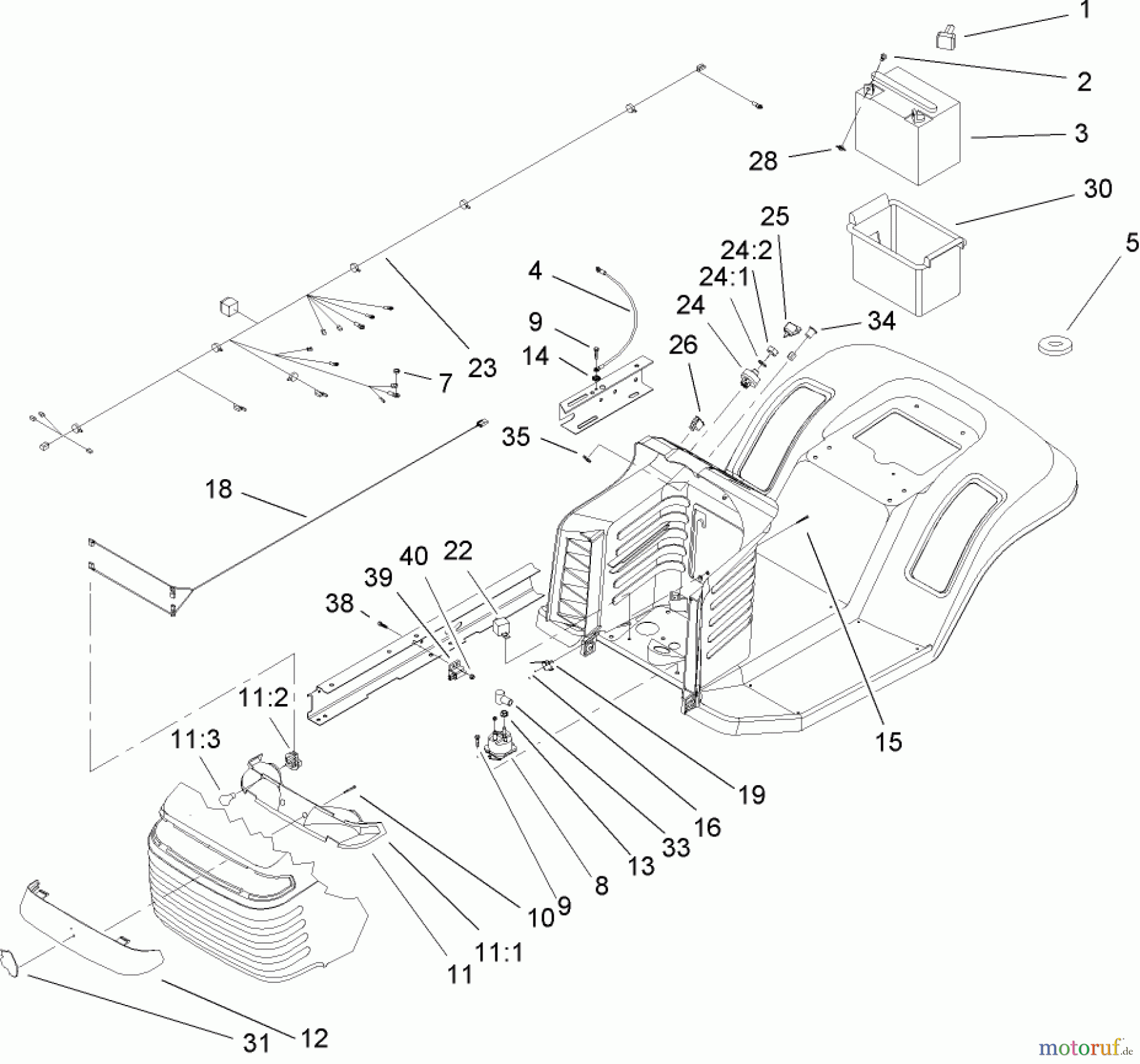  Toro Neu Mowers, Lawn & Garden Tractor Seite 1 71283 (17-44HXLE) - Toro 17-44HXLE Lawn Tractor, 2004 (240000001-240999999) ELECTRICAL COMPONENT ASSEMBLY