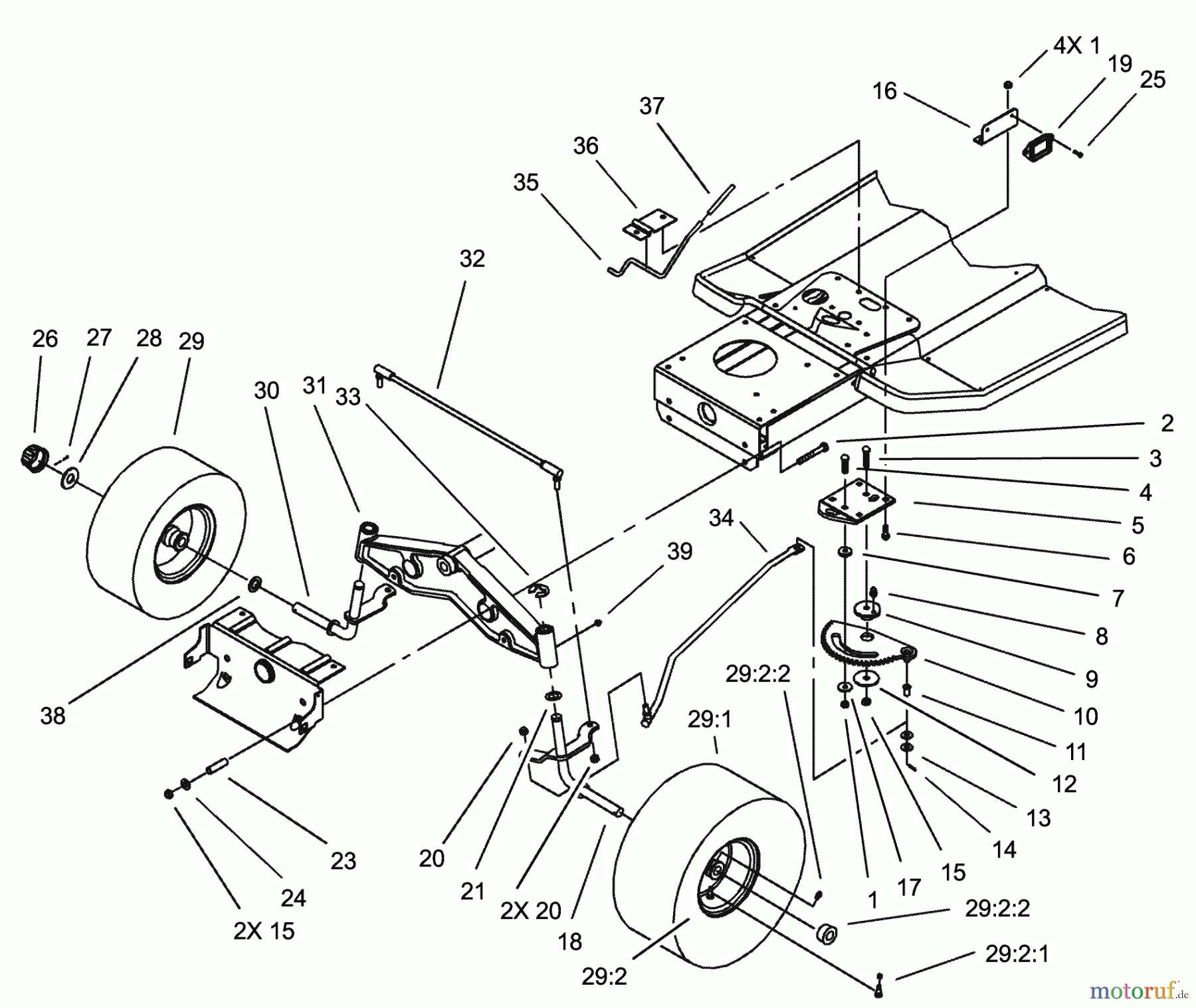  Toro Neu Mowers, Lawn & Garden Tractor Seite 1 71283 (17-44HXLE) - Toro 17-44HXLE Lawn Tractor, 2004 (240000001-240999999) STEERING COMPONENT ASSEMBLY