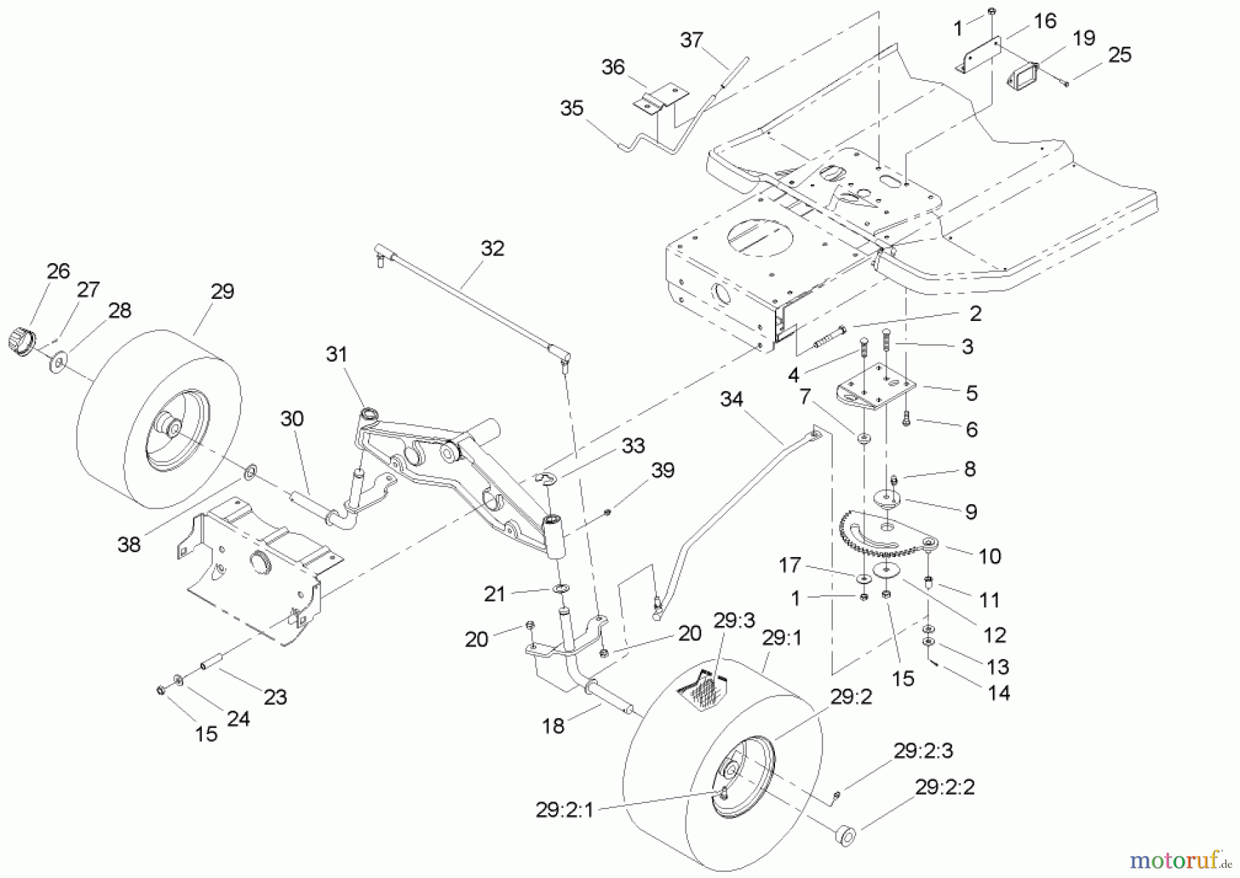  Toro Neu Mowers, Lawn & Garden Tractor Seite 1 71285 (18-44HXLE) - Toro 18-44HXLE Lawn Tractor, 2004 (240000001-240999999) STEERING COMPONENT ASSEMBLY