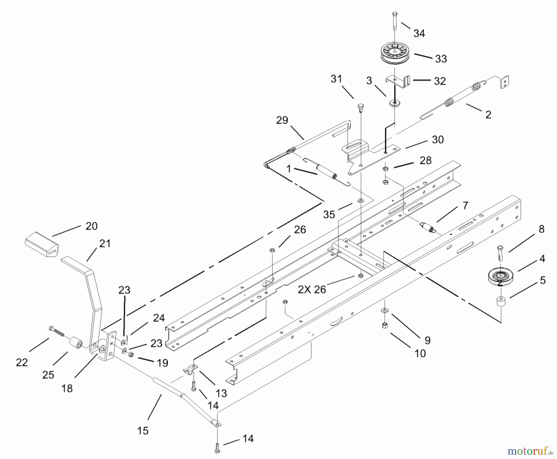  Toro Neu Mowers, Lawn & Garden Tractor Seite 1 71285 (18-44HXLE) - Toro 18-44HXLE Lawn Tractor, 2004 (240000001-240999999) TRACTION BRAKE ASSEMBLY