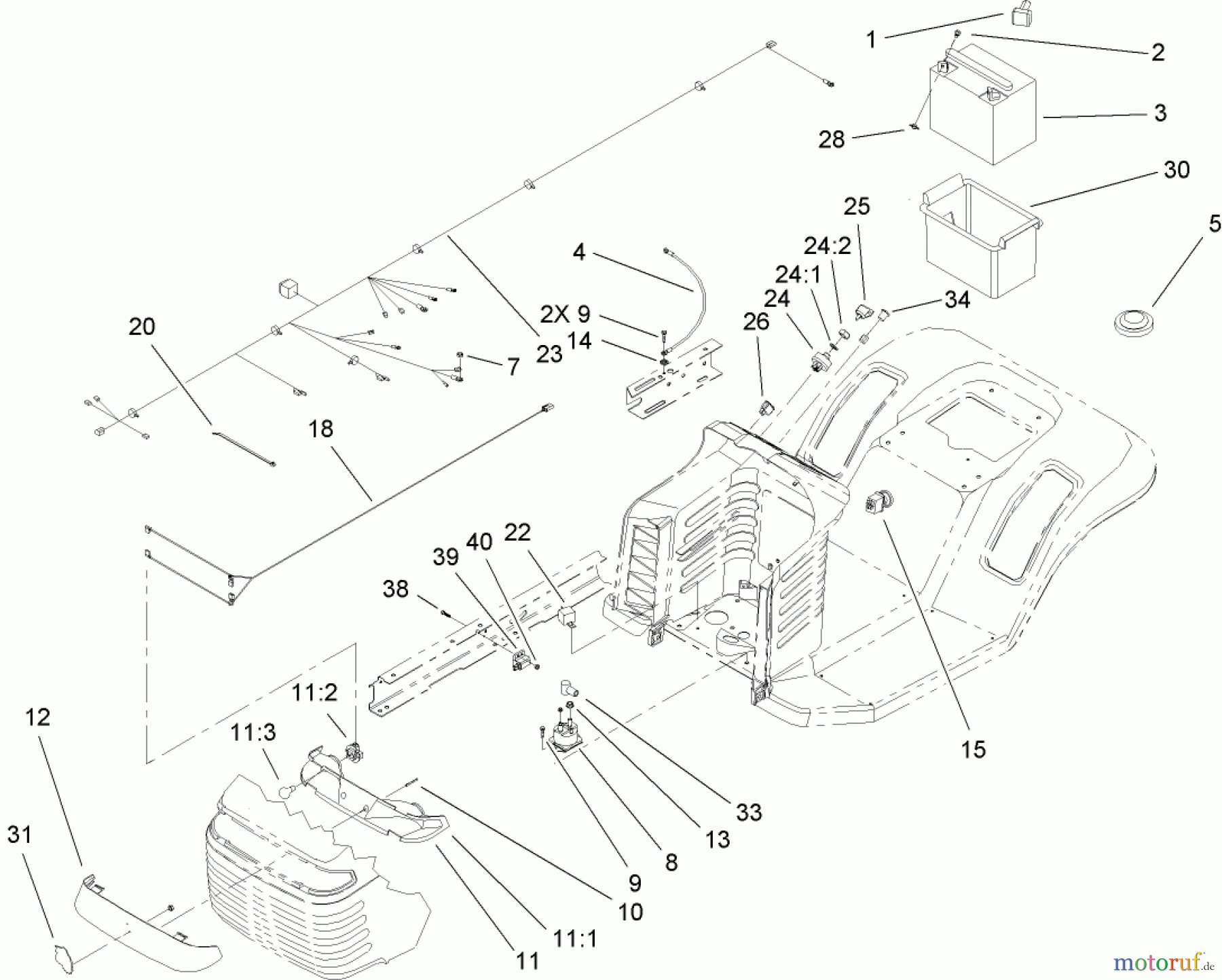  Toro Neu Mowers, Lawn & Garden Tractor Seite 1 71286 (XL 440H) - Toro XL 440H Lawn Tractor, 2007 (270000001-270999999) ELECTRICAL ASSEMBLY