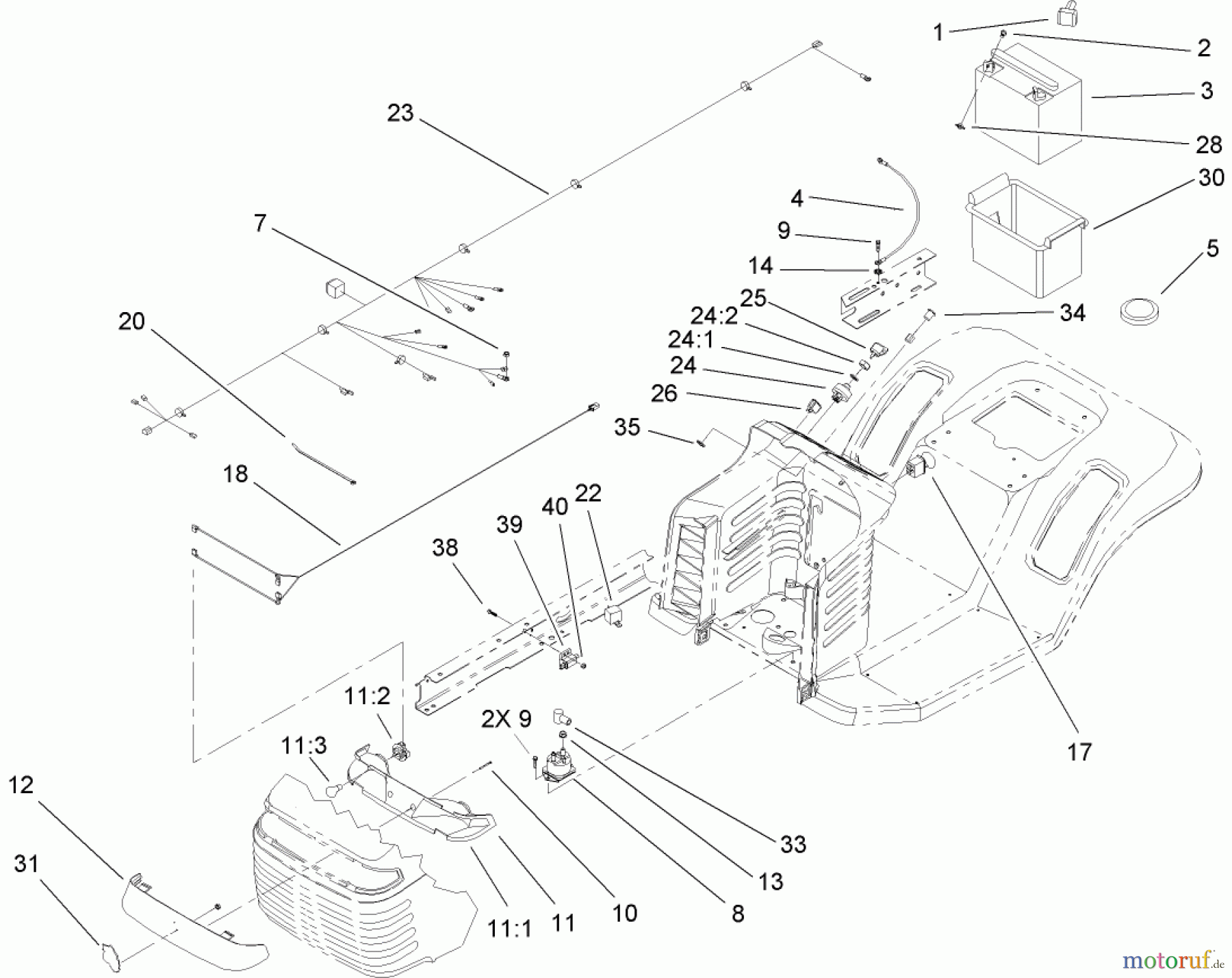  Toro Neu Mowers, Lawn & Garden Tractor Seite 1 71427 (XL 380) - Toro XL 380 Lawn Tractor, 2005 (250000001-250999999) ELECTRICAL ASSEMBLY