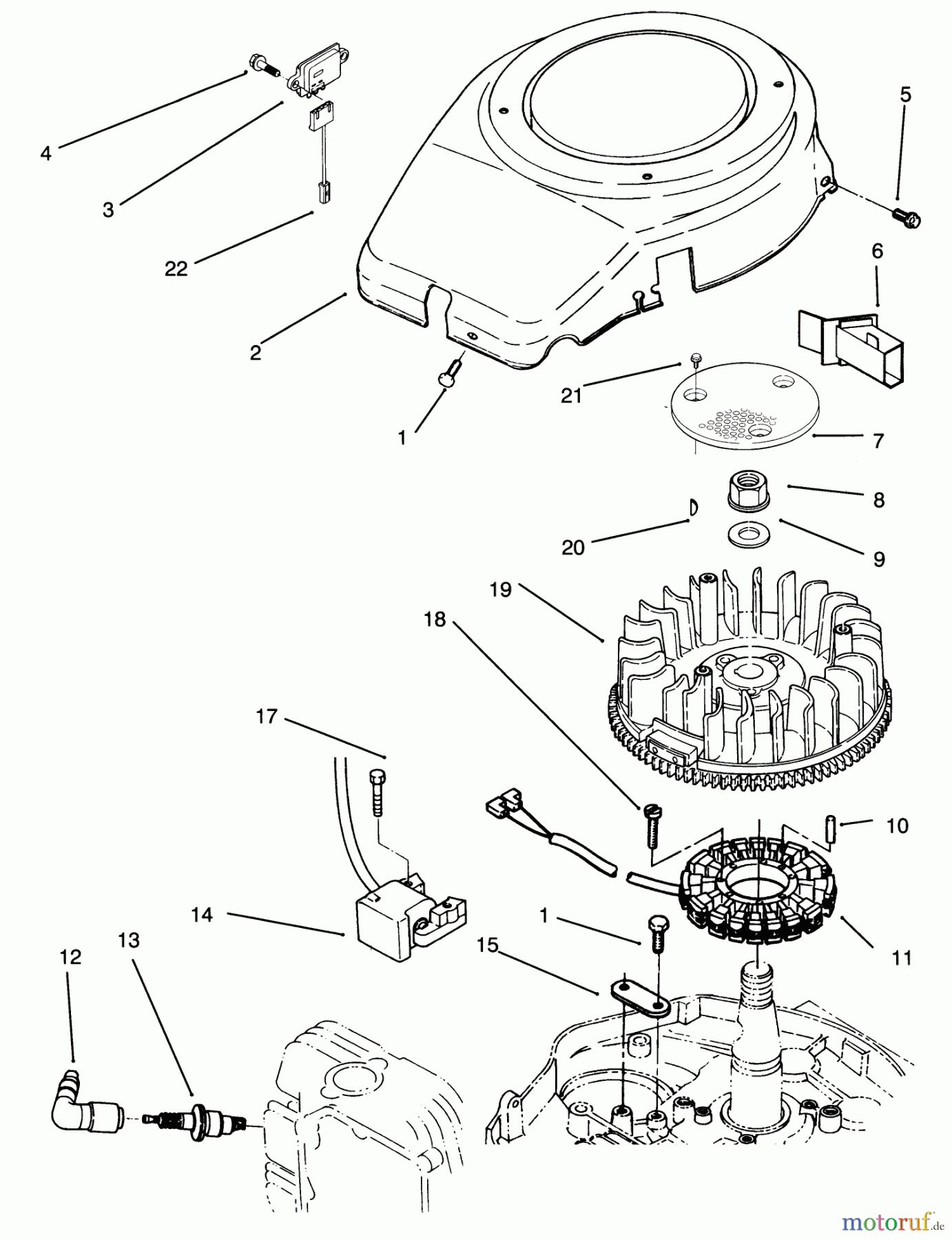  Toro Neu Mowers, Lawn & Garden Tractor Seite 1 72040 (244-5) - Toro 244-5 Yard Tractor, 1993 (3900001-3999999) BLOWER HOUSING AND IGNITION ASSEMBLY