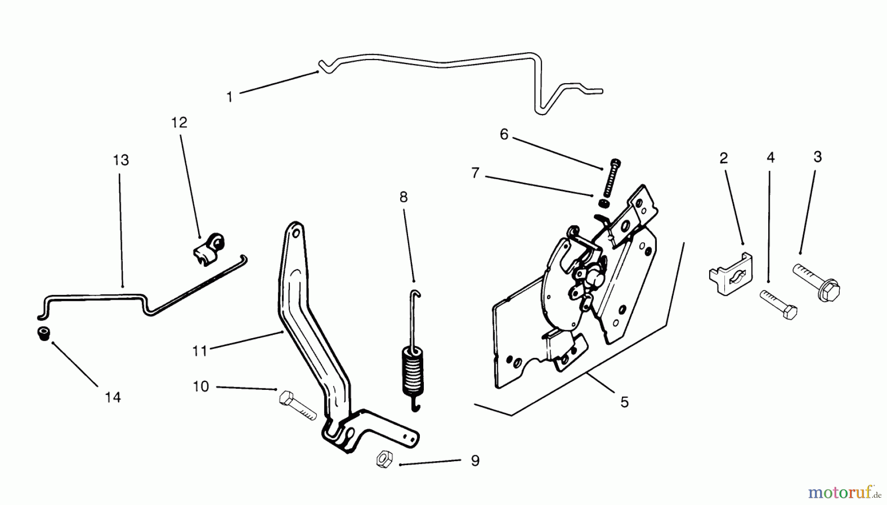  Toro Neu Mowers, Lawn & Garden Tractor Seite 1 72103 (268-H) - Toro 268-H Yard Tractor, 1995 (5900001-5900600) ENGINE CONTROLS (KOHLER ENGINE CV14S-PS1472)