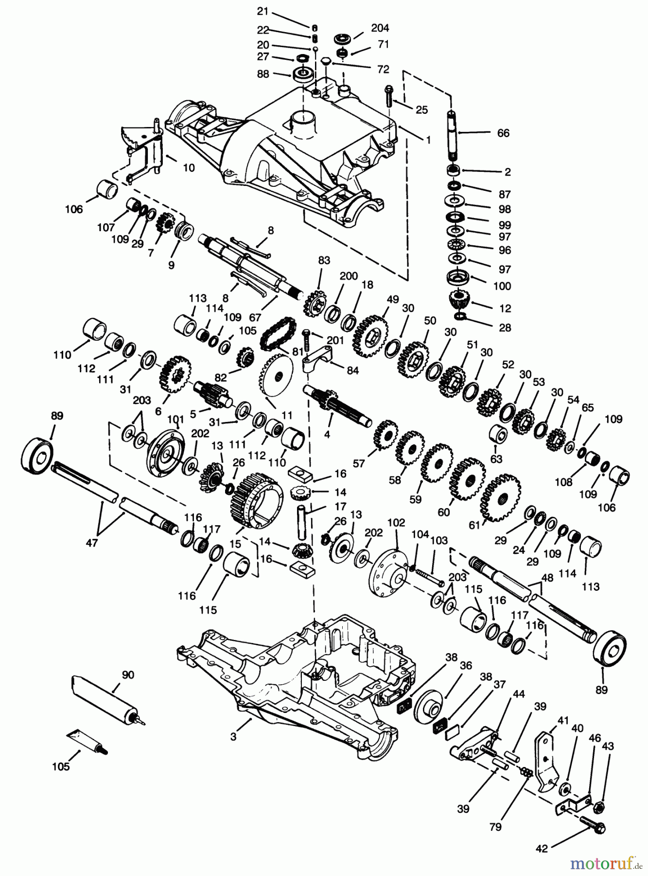  Toro Neu Mowers, Lawn & Garden Tractor Seite 1 72042 (264-6) - Toro 264-6 Yard Tractor, 1995 (5900797-5999999) PEERLESS TRANSAXLE 820-024