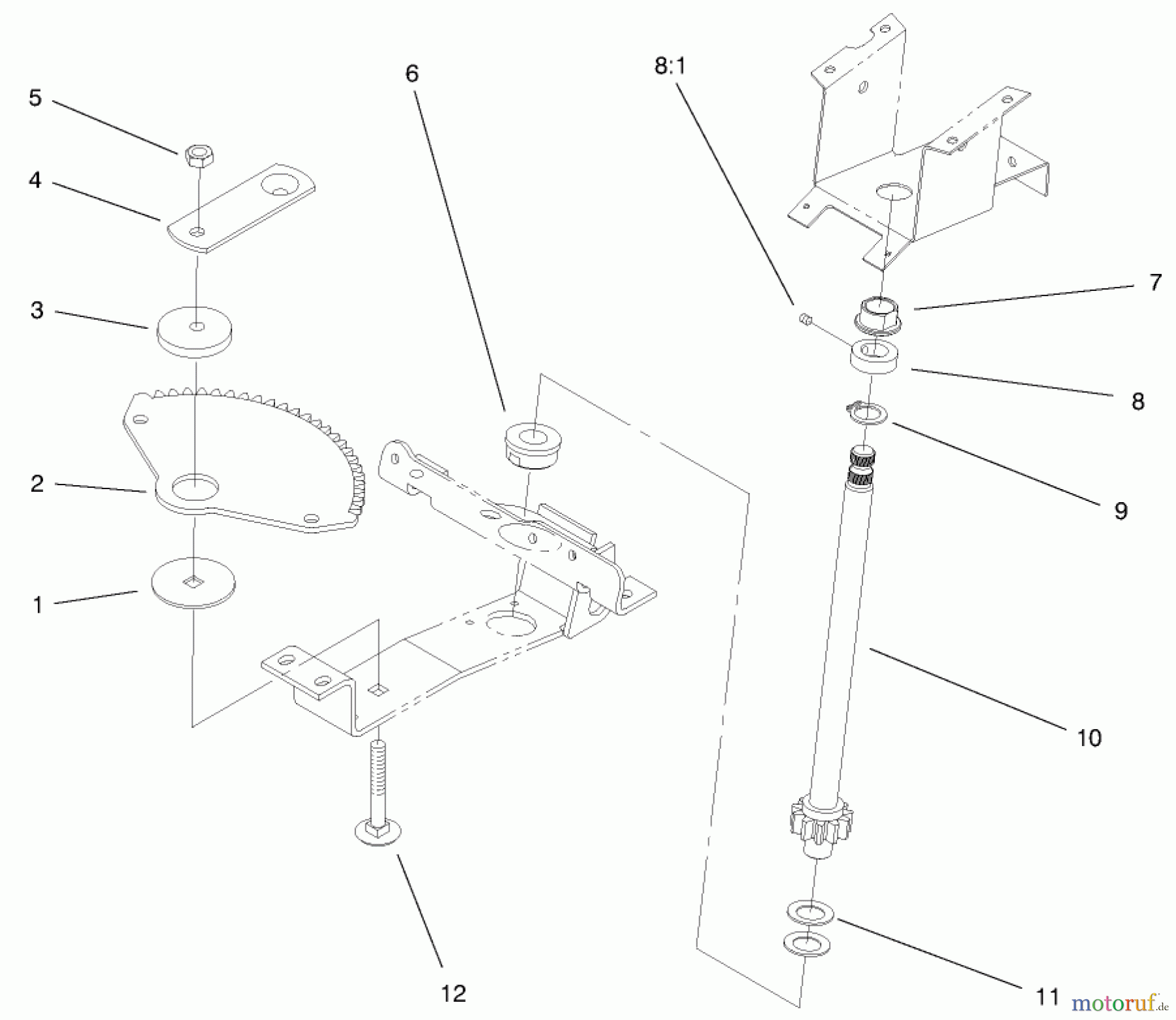  Toro Neu Mowers, Lawn & Garden Tractor Seite 1 72047 (265-6) - Toro 265-6 Lawn and Garden Tractor, 1999 (9900001-9999999) LOWER STEERING ASSEMBLY