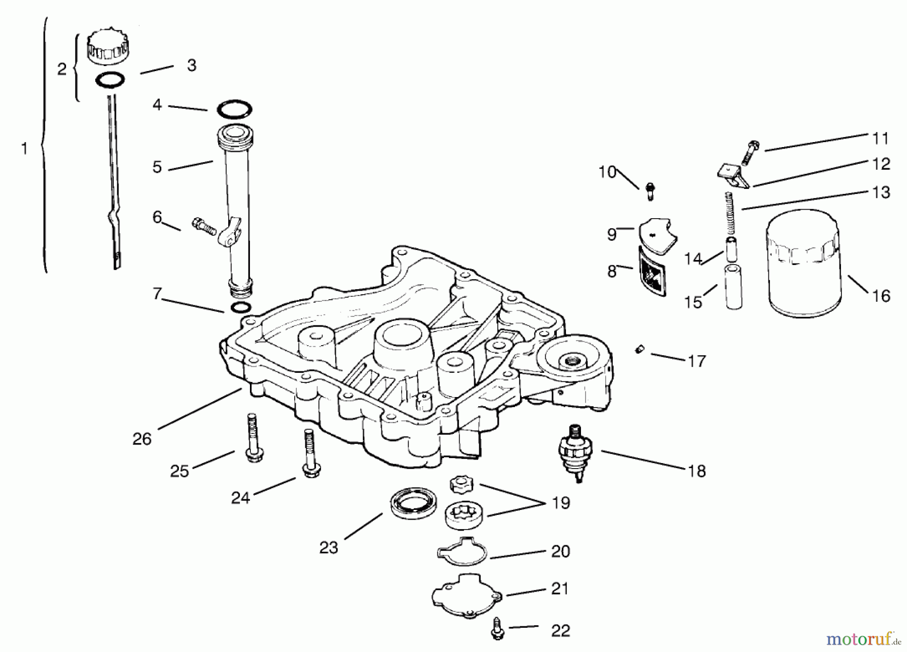  Toro Neu Mowers, Lawn & Garden Tractor Seite 1 72050 (265-H) - Toro 265-H Lawn and Garden Tractor, 2000 (200000001-200999999) OIL PAN/LUBRICATION #1