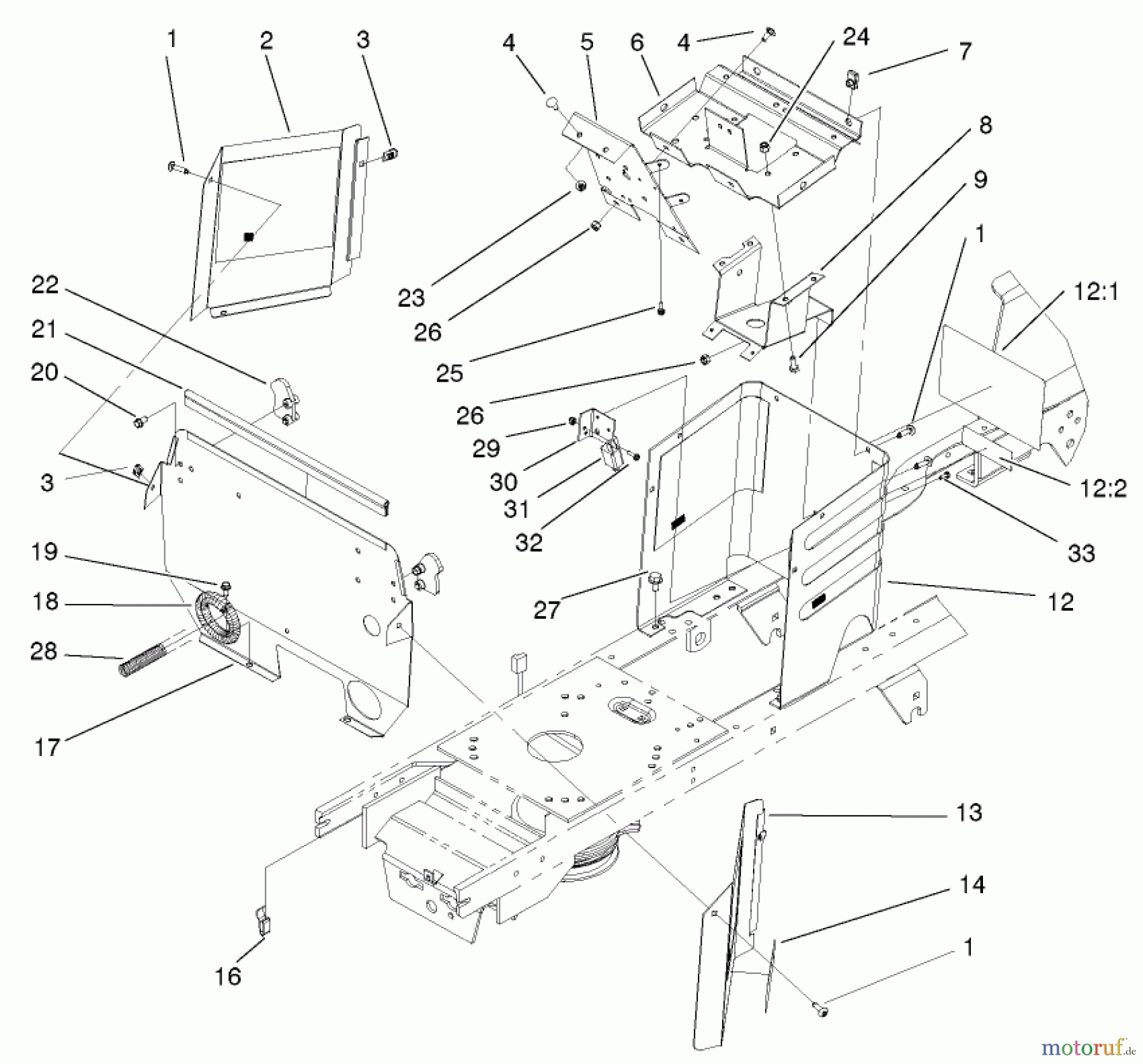  Toro Neu Mowers, Lawn & Garden Tractor Seite 1 72051 (265-H) - Toro 265-H Lawn and Garden Tractor, 2002 (220000001-220999999) HOODSTAND AND FIREWALL ASSEMBLY