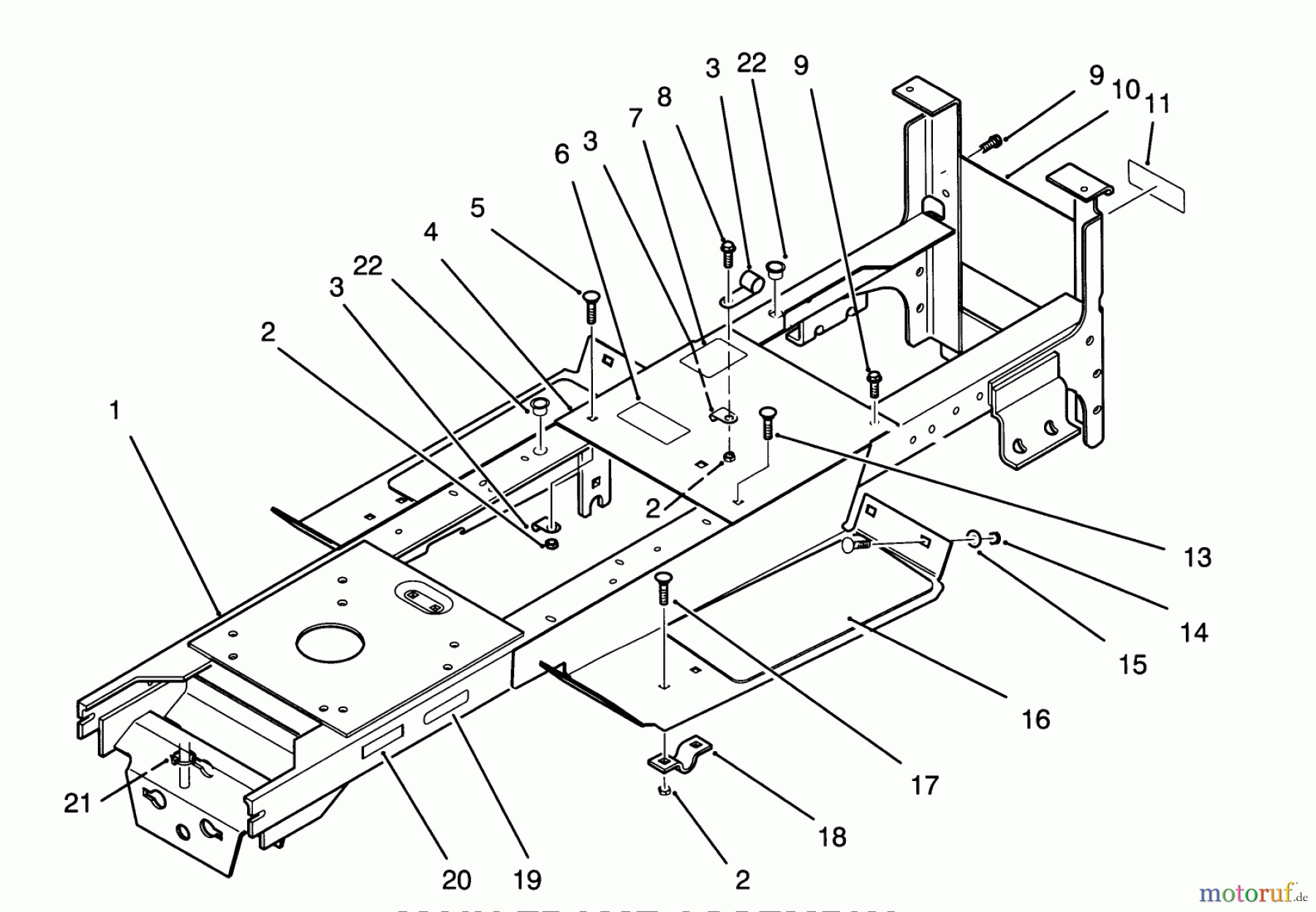  Toro Neu Mowers, Lawn & Garden Tractor Seite 1 72081 (246-H) - Toro 246-H Yard Tractor, 1993 (3900001-3999999) MAIN FRAME ASSEMBLY