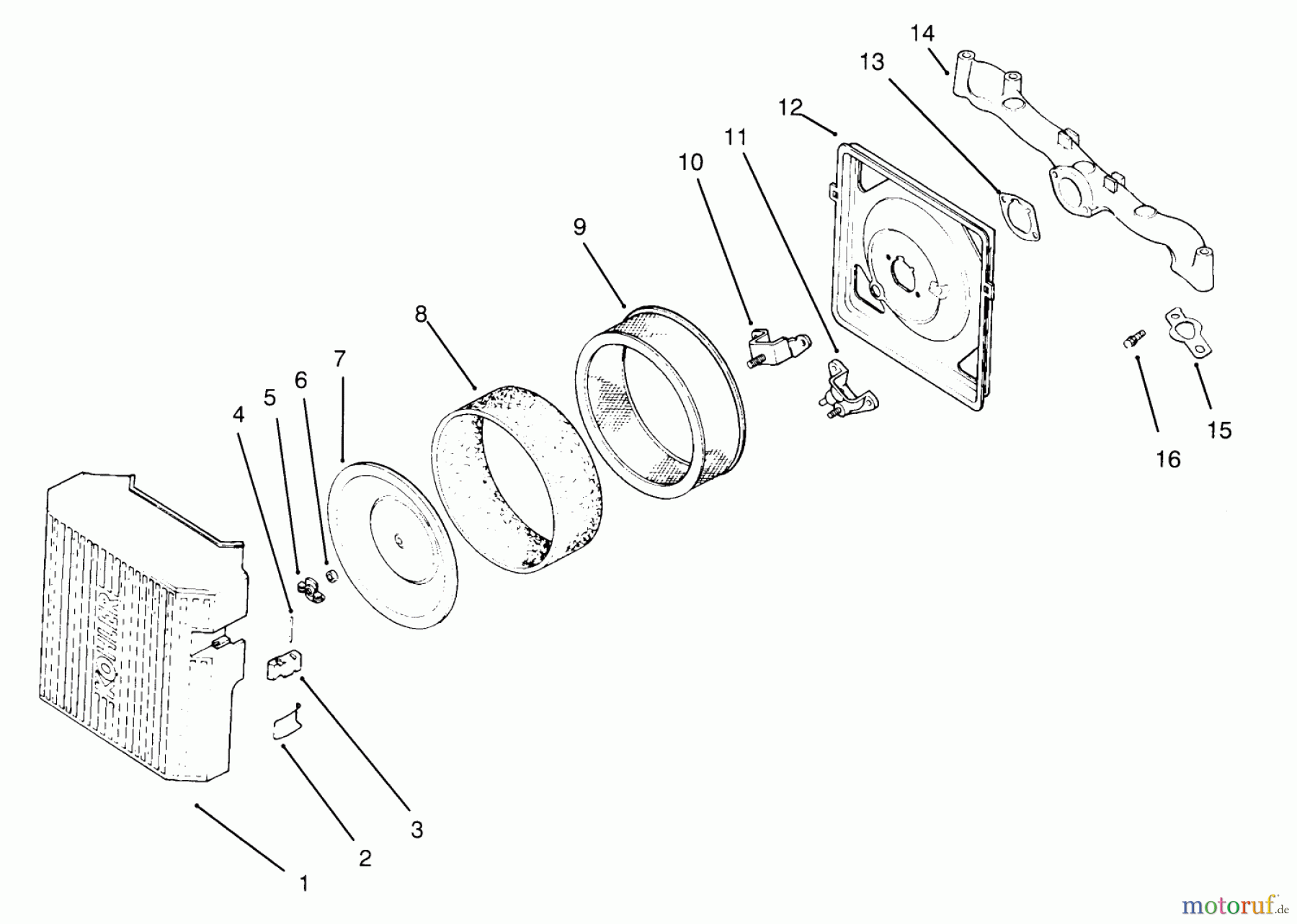  Toro Neu Mowers, Lawn & Garden Tractor Seite 1 72084 (266-H) - Toro 266-H Yard Tractor, 1995 (5900001-5999999) AIR INTAKE/FILTRATION KOHLER ENGINE CV16S-PS61514