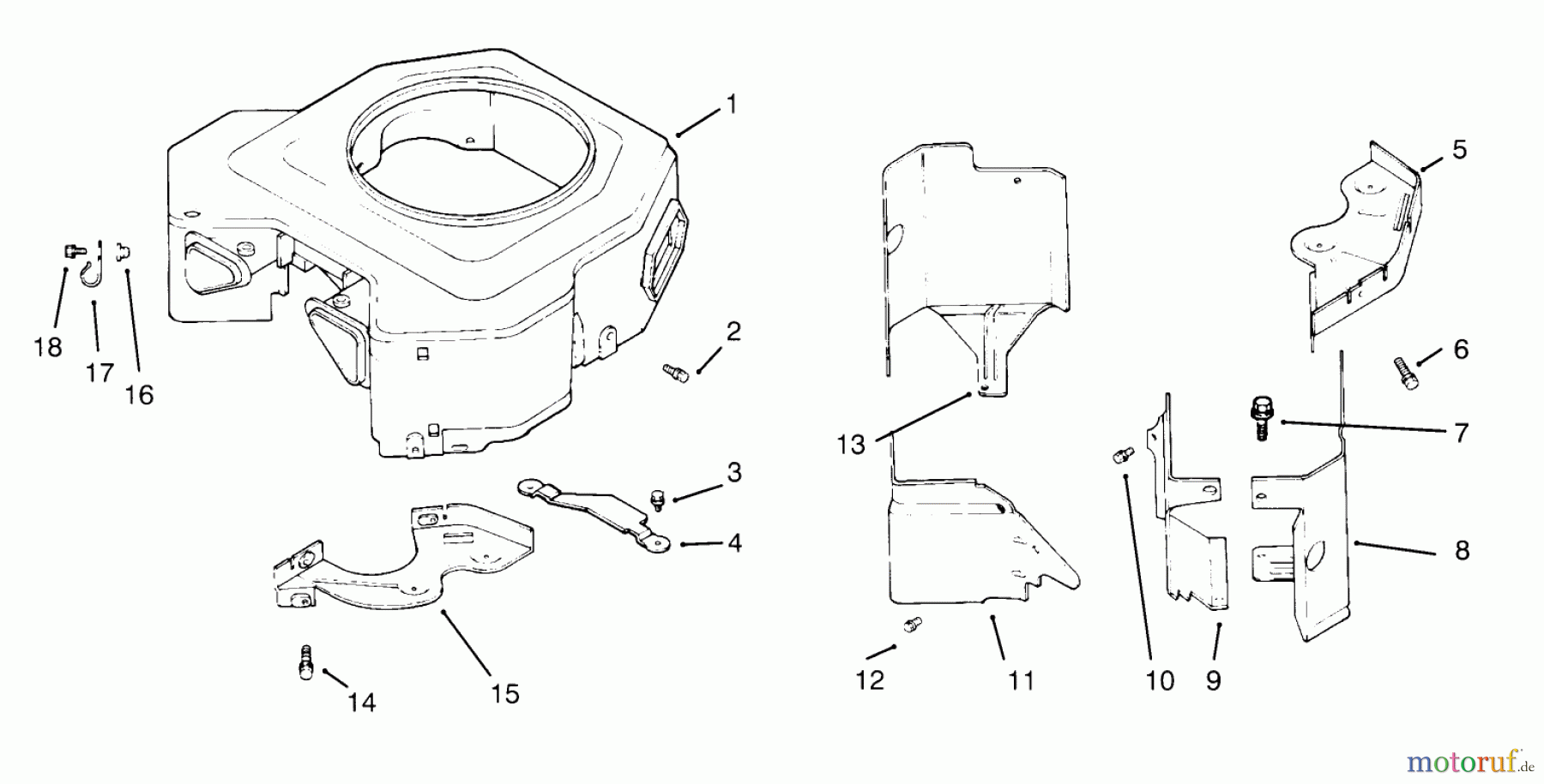  Toro Neu Mowers, Lawn & Garden Tractor Seite 1 72084 (266-H) - Toro 266-H Yard Tractor, 1996 (6900001-6999999) BLOWER HOUSING & BAFFLES KOHLER ENGINE CV16S-PS61514