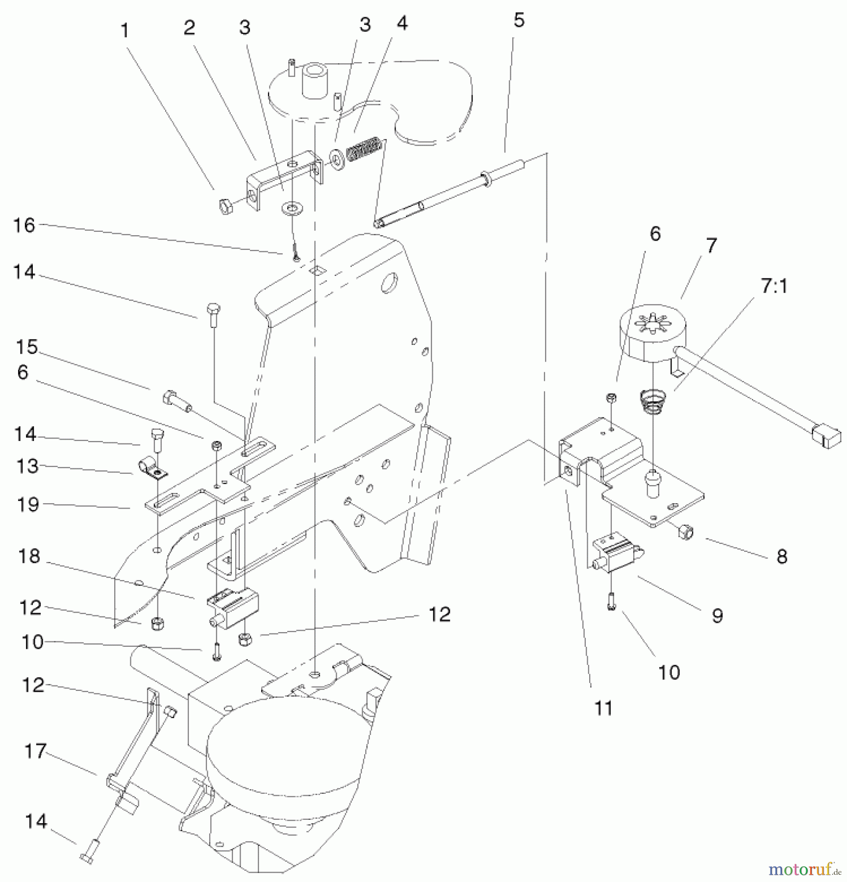  Toro Neu Mowers, Lawn & Garden Tractor Seite 1 72087 (268-H) - Toro 268-H Lawn and Garden Tractor, 2000 (200000001-200999999) CRUISE CONTROL ASSEMBLY