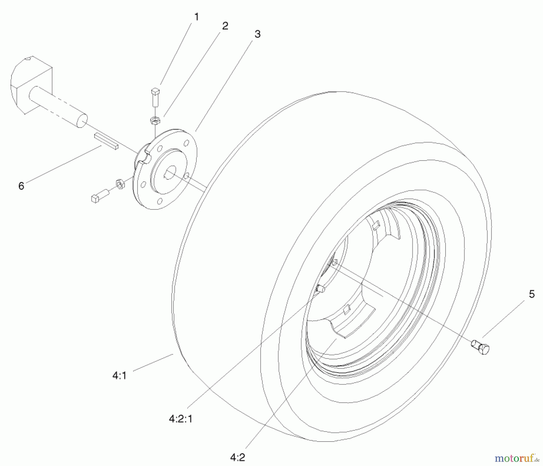  Toro Neu Mowers, Lawn & Garden Tractor Seite 1 72107 (268-HE) - Toro 268-HE Lawn and Garden Tractor, 2000 (200000001-200999999) REAR WHEEL ASSEMBLY