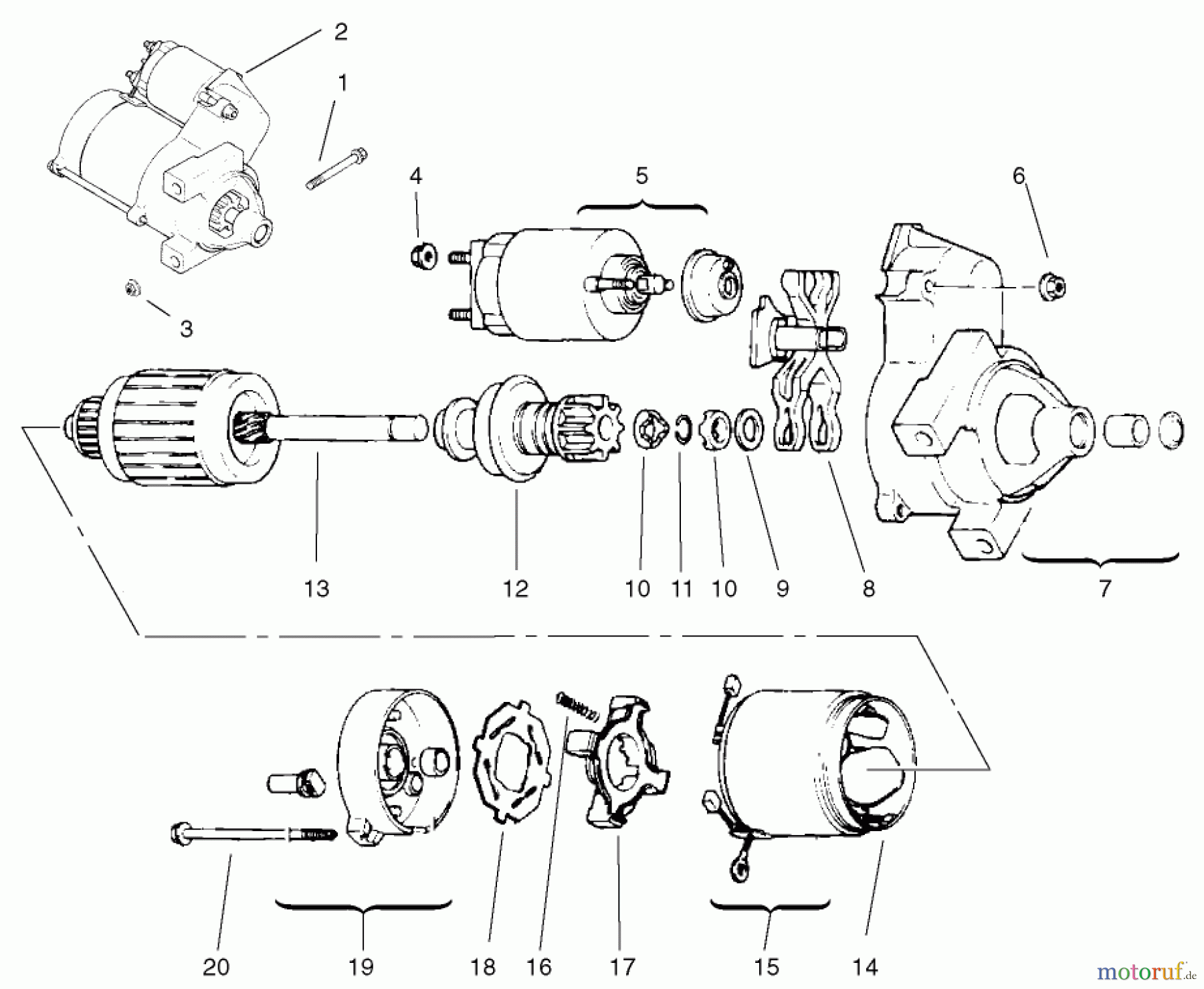  Toro Neu Mowers, Lawn & Garden Tractor Seite 1 72087 (268-H) - Toro 268-H Lawn and Garden Tractor, 2001 (210000001-210999999) STARTING SYSTEM ASSEMBLY KOHLER CV18S-PS-61528 AND CV18S-PS-61529