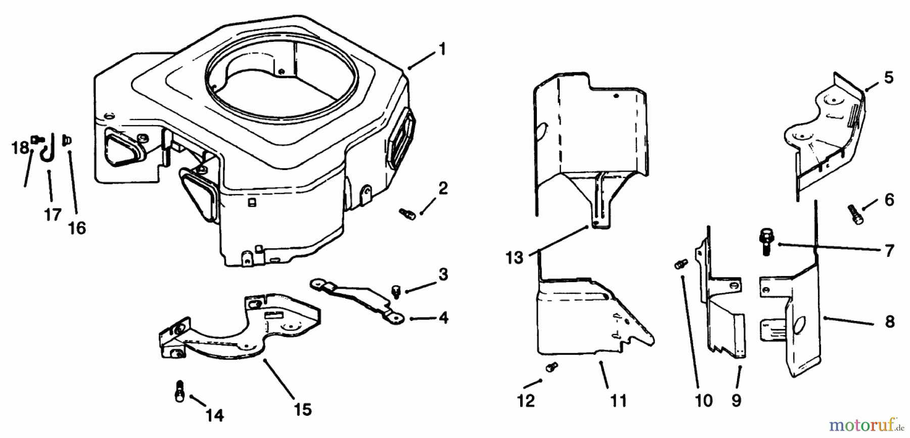  Toro Neu Mowers, Lawn & Garden Tractor Seite 1 72102 (269-H) - Toro 269-H Lawn and Garden Tractor, 1996 (6900001-6999999) BLOWER HOUSING & BAFFLES