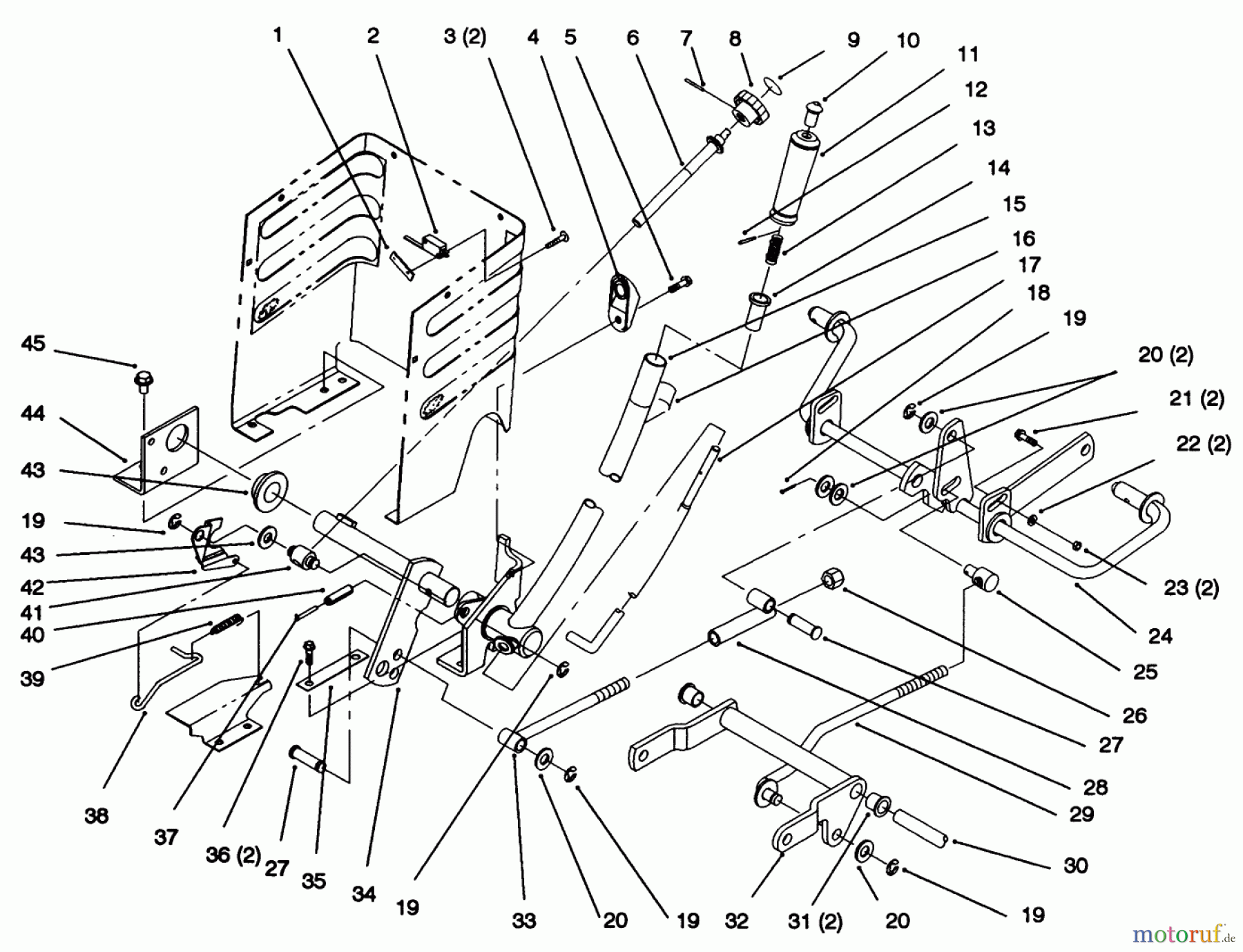  Toro Neu Mowers, Lawn & Garden Tractor Seite 1 72102 (269-H) - Toro 269-H Lawn and Garden Tractor, 1996 (6900001-6999999) LIFT LEVER AND HEIGHT OF CUT