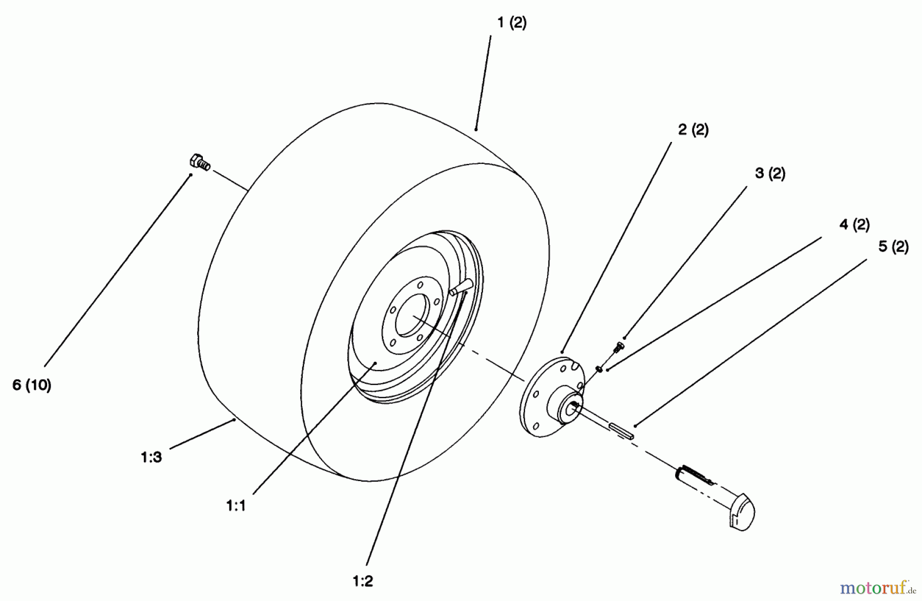  Toro Neu Mowers, Lawn & Garden Tractor Seite 1 72102 (269-H) - Toro 269-H Lawn and Garden Tractor, 1996 (6900001-6999999) REAR WHEEL