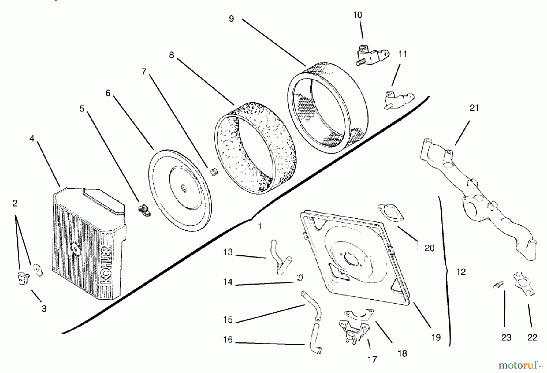  Toro Neu Mowers, Lawn & Garden Tractor Seite 1 72116 (270-HE) - Toro 270-HE Lawn and Garden Tractor, 2000 (200000001-200999999) AIR INTAKE/FILTRATION