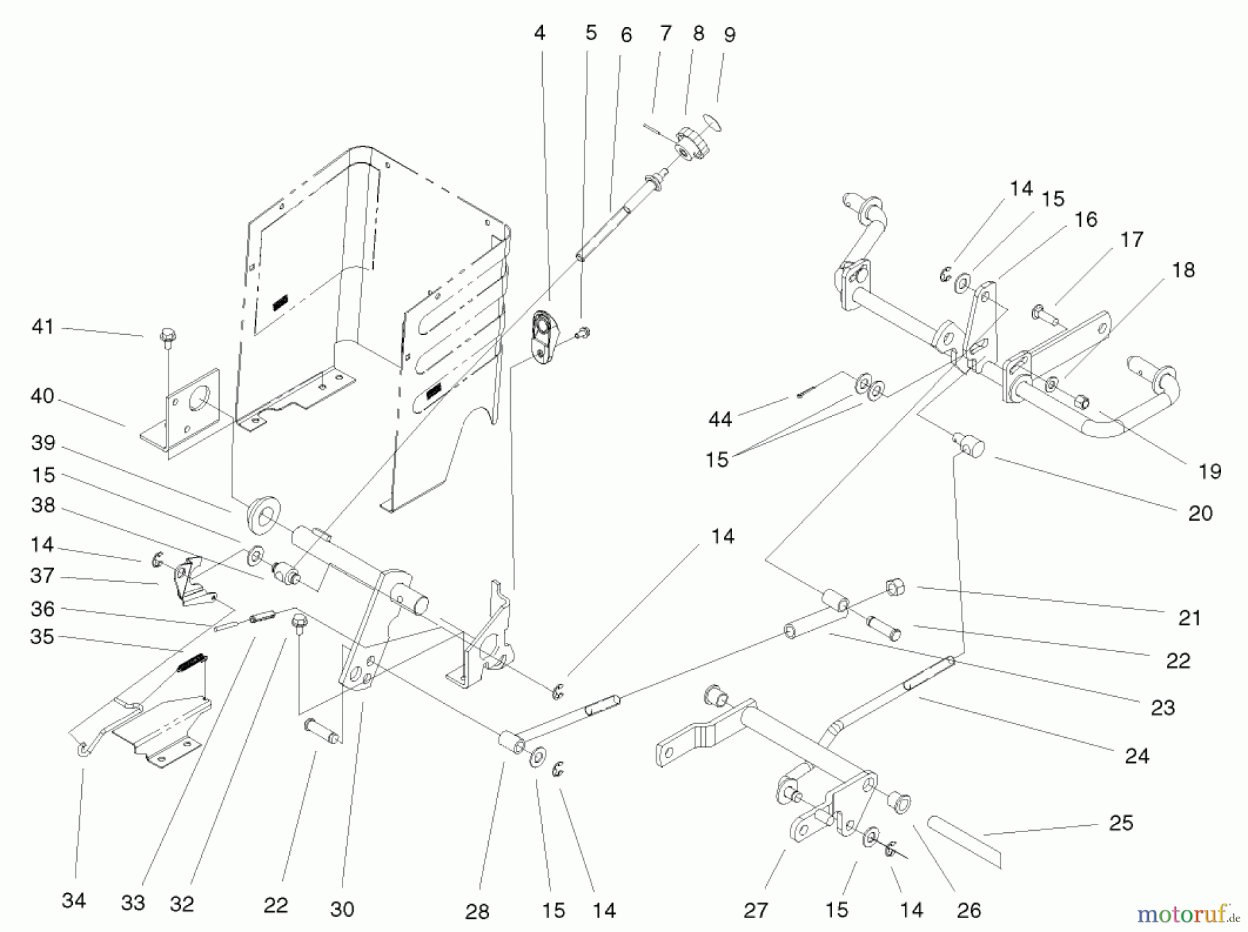  Toro Neu Mowers, Lawn & Garden Tractor Seite 1 72116 (270-HE) - Toro 270-HE Lawn and Garden Tractor, 2000 (200000001-200999999) LIFT LEVER & HOC ASSEMBLY