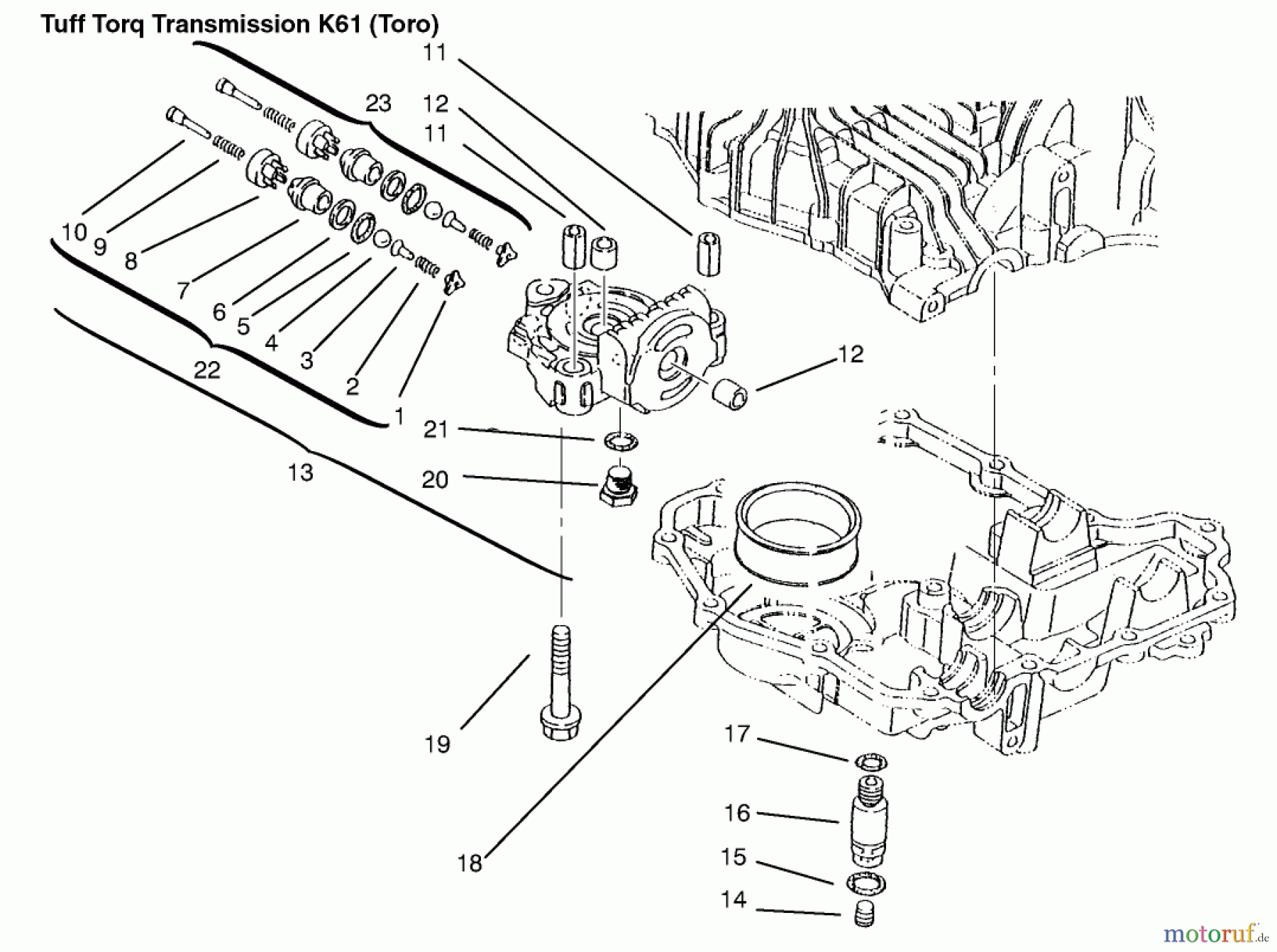  Toro Neu Mowers, Lawn & Garden Tractor Seite 1 72110 (270-H) - Toro 270-H Lawn and Garden Tractor, 1996 (6900001-6999999) CENTER CASE