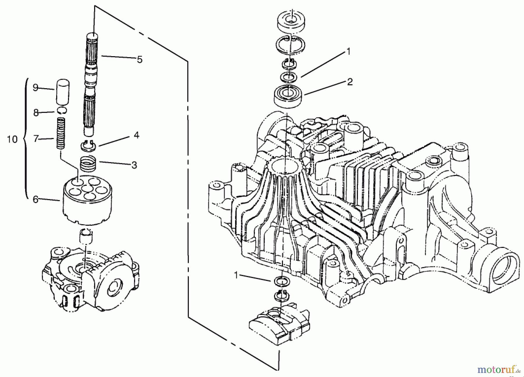  Toro Neu Mowers, Lawn & Garden Tractor Seite 1 72110 (270-H) - Toro 270-H Lawn and Garden Tractor, 1997 (7900001-7999999) PUMP SHAFT