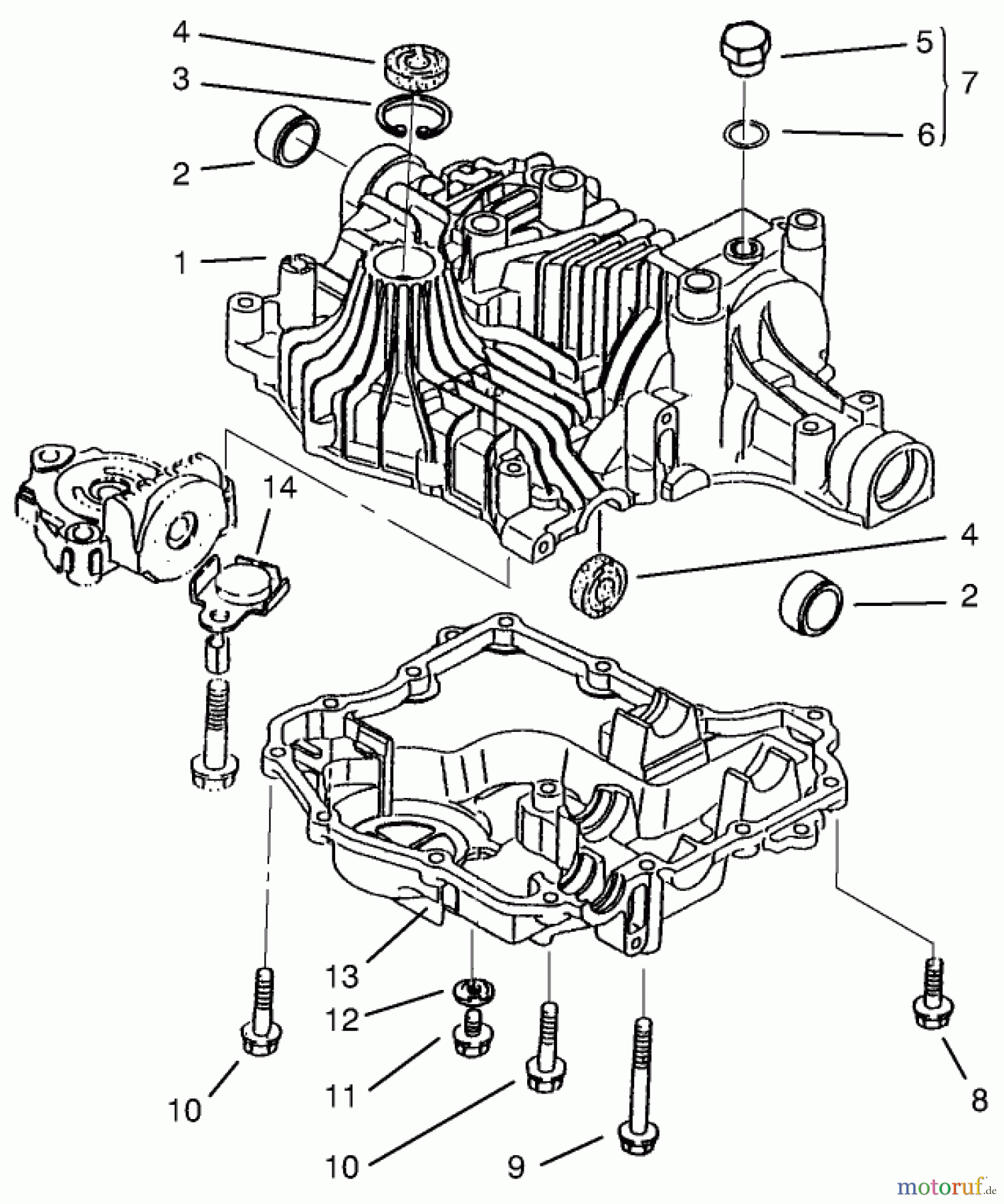  Toro Neu Mowers, Lawn & Garden Tractor Seite 1 72110 (270-H) - Toro 270-H Lawn and Garden Tractor, 1997 (7900001-7999999) TRANSAXLE CASE