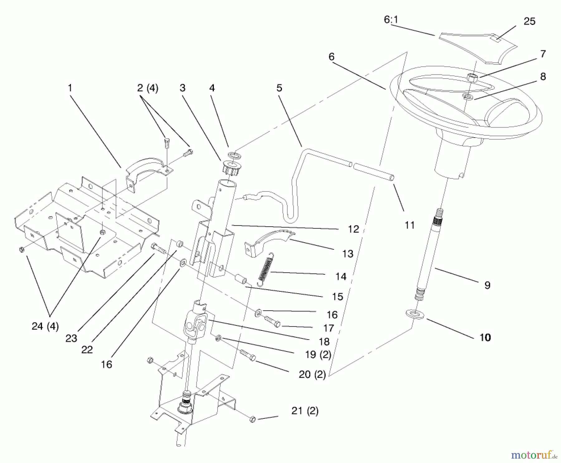  Toro Neu Mowers, Lawn & Garden Tractor Seite 1 72110 (270-H) - Toro 270-H Lawn and Garden Tractor, 1998 (8900001-8900599) STEERING WHEEL AND TILT