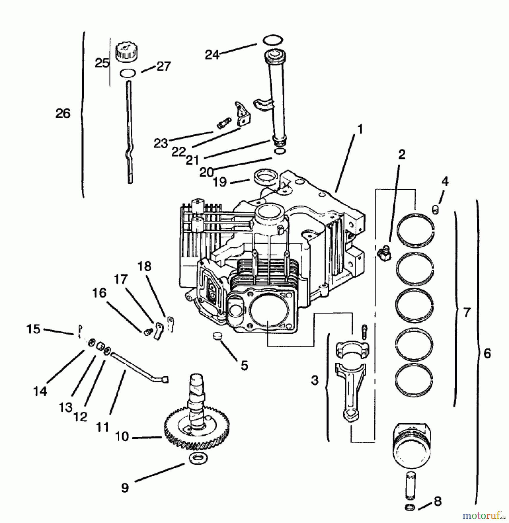  Toro Neu Mowers, Lawn & Garden Tractor Seite 1 72116 (270-HE) - Toro 270-HE Lawn and Garden Tractor, 2003 (230000001-230999999) GROUP 2-CRANKCASE ASSEMBLY KOHLER MODEL NO. CV20S-65531 AND CV20S-65532