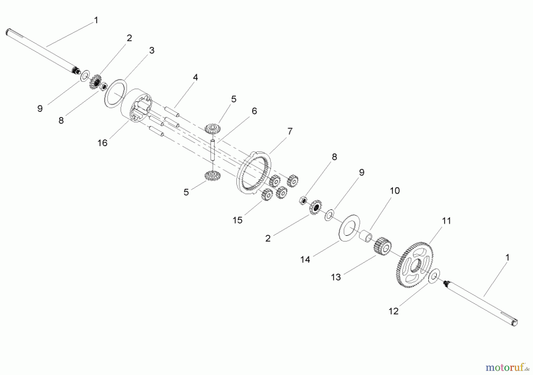  Toro Neu Mowers, Lawn & Garden Tractor Seite 1 72200 (410) - Toro 410 Garden Tractor, 2005 (250000001-250999999) DIFFERENTIAL GEAR ASSEMBLY TRANSAXLE ASSEMBLY NO. 104-4310