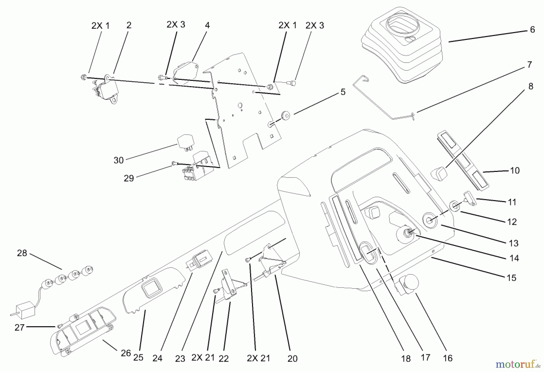  Toro Neu Mowers, Lawn & Garden Tractor Seite 1 72200 (416XT) - Toro 416XT Garden Tractor, 2003 (230000001-230999999) DASH ASSEMBLY