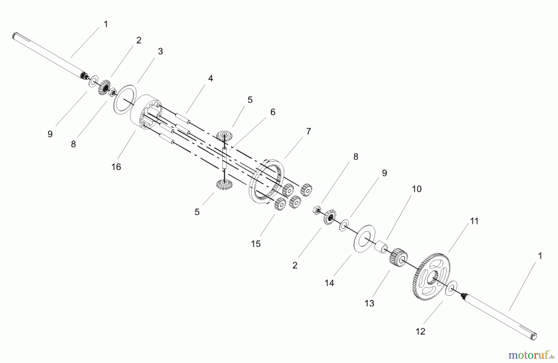  Toro Neu Mowers, Lawn & Garden Tractor Seite 1 72200 (416XT) - Toro 416XT Garden Tractor, 2003 (230000001-230999999) DIFFERENTIAL GEAR ASSEMBLY