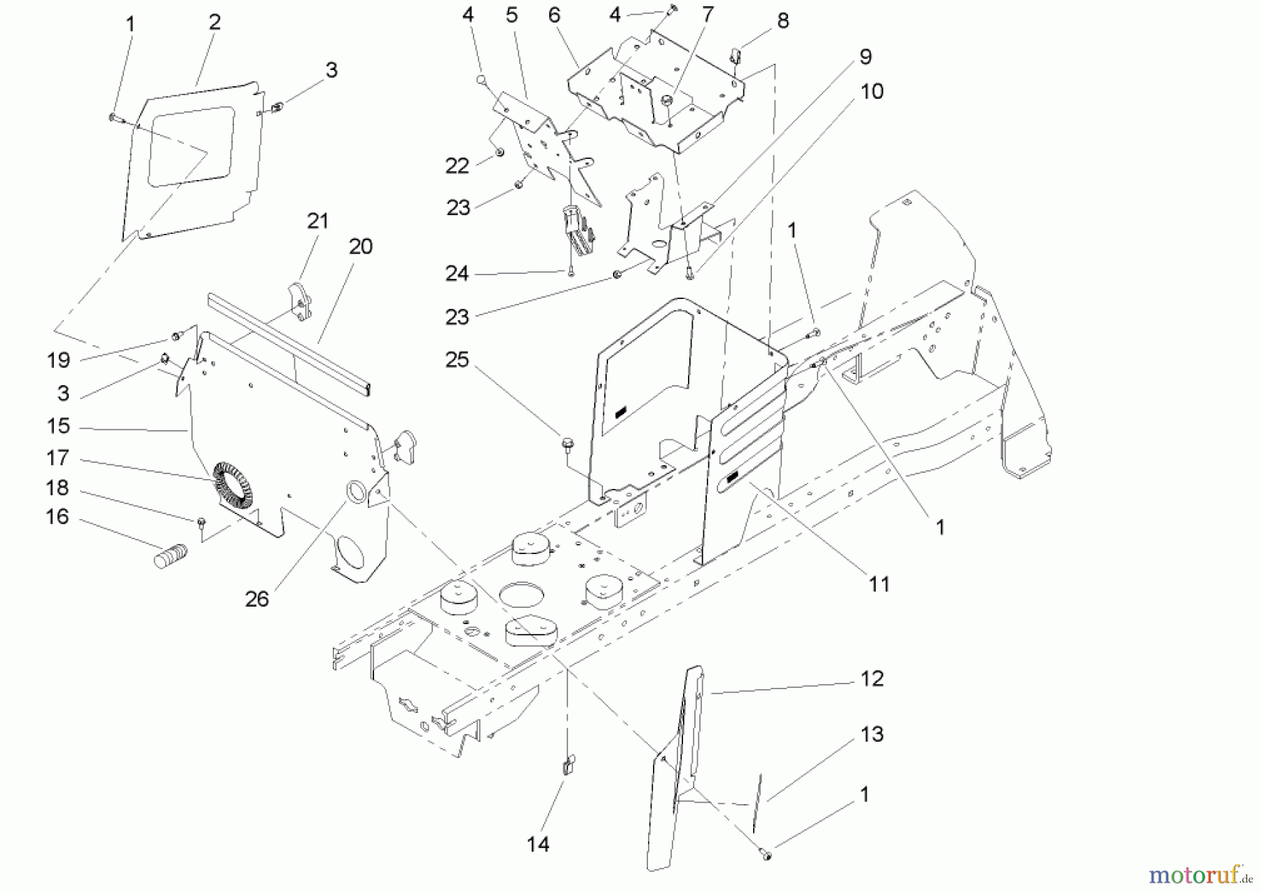  Toro Neu Mowers, Lawn & Garden Tractor Seite 1 72200 (416XT) - Toro 416XT Garden Tractor, 2004 (240000001-240999999) HOODSTAND AND FIREWALL ASSEMBLY