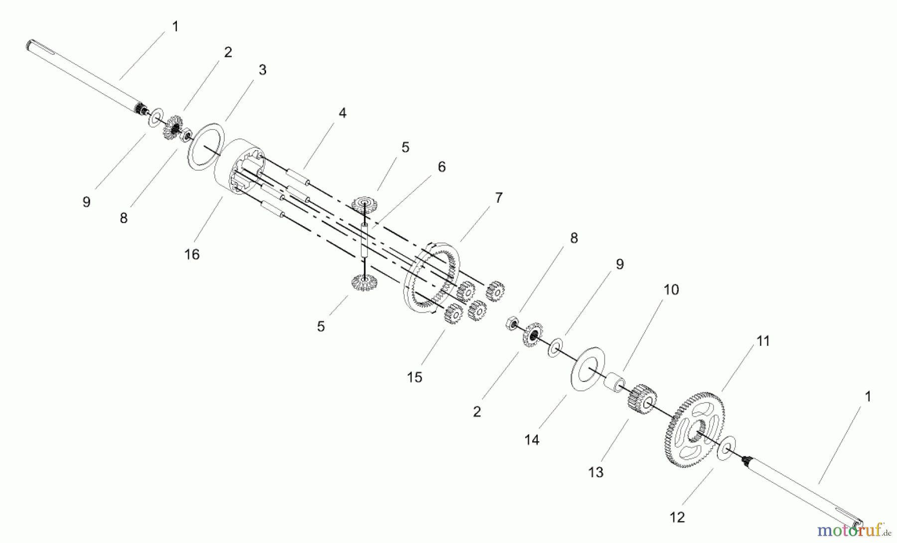  Toro Neu Mowers, Lawn & Garden Tractor Seite 1 72201 (417XT) - Toro 417XT Garden Tractor, 2003 (230000001-230999999) DIFFERENTIAL GEAR ASSEMBLY TRANSAXLE ASSEMBLY NO. 104-4310