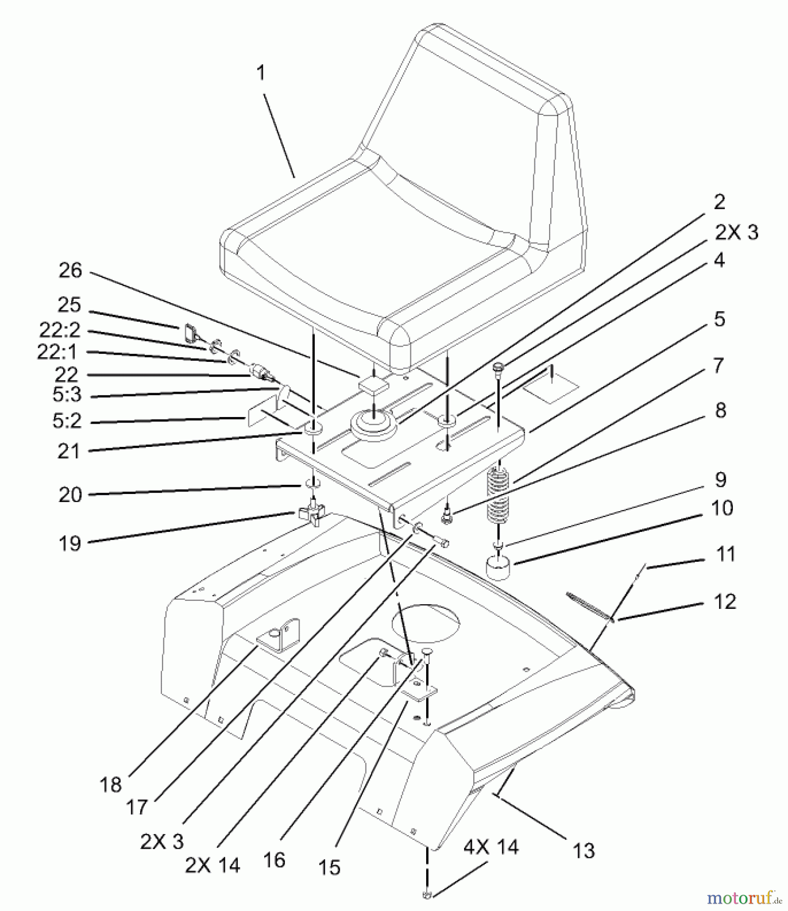  Toro Neu Mowers, Lawn & Garden Tractor Seite 1 72201 (417XT) - Toro 417XT Garden Tractor, 2003 (230000001-230999999) SEAT ASSEMBLY