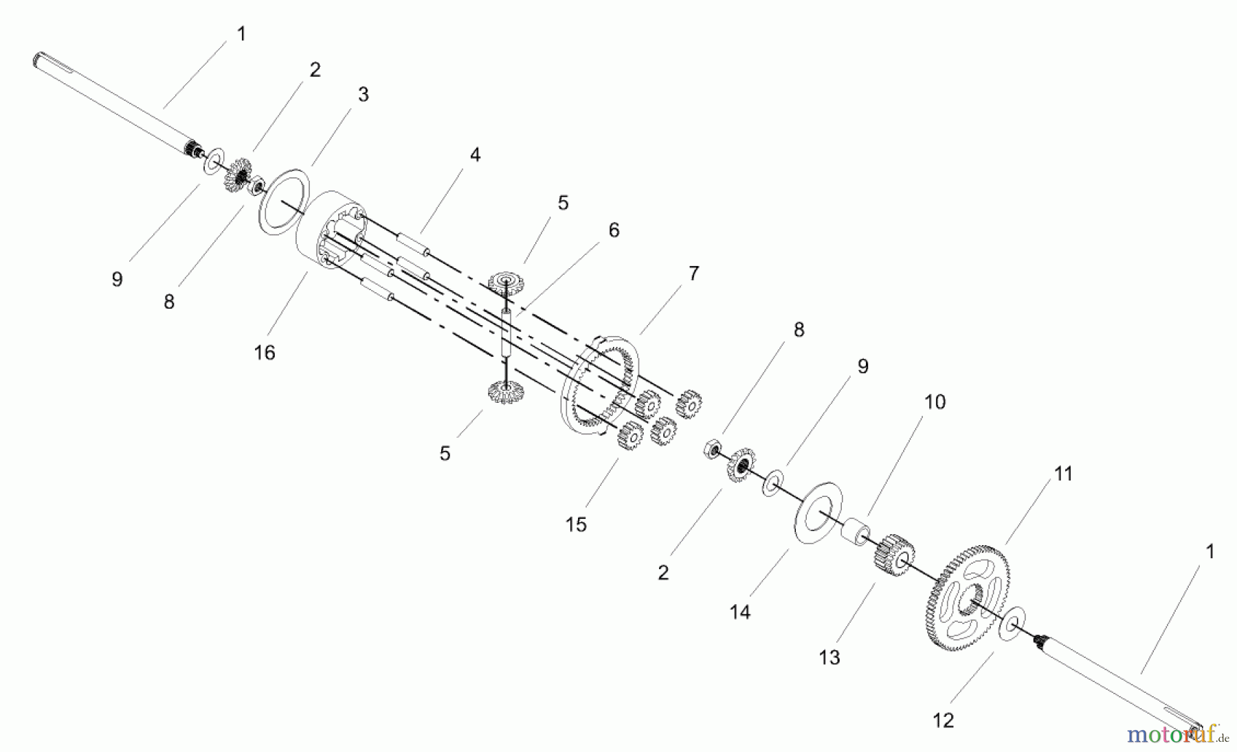  Toro Neu Mowers, Lawn & Garden Tractor Seite 1 72202 (419XT) - Toro 419XT Garden Tractor, 2003 (230000001-230999999) DIFFERENTIAL GEAR ASSEMBLY