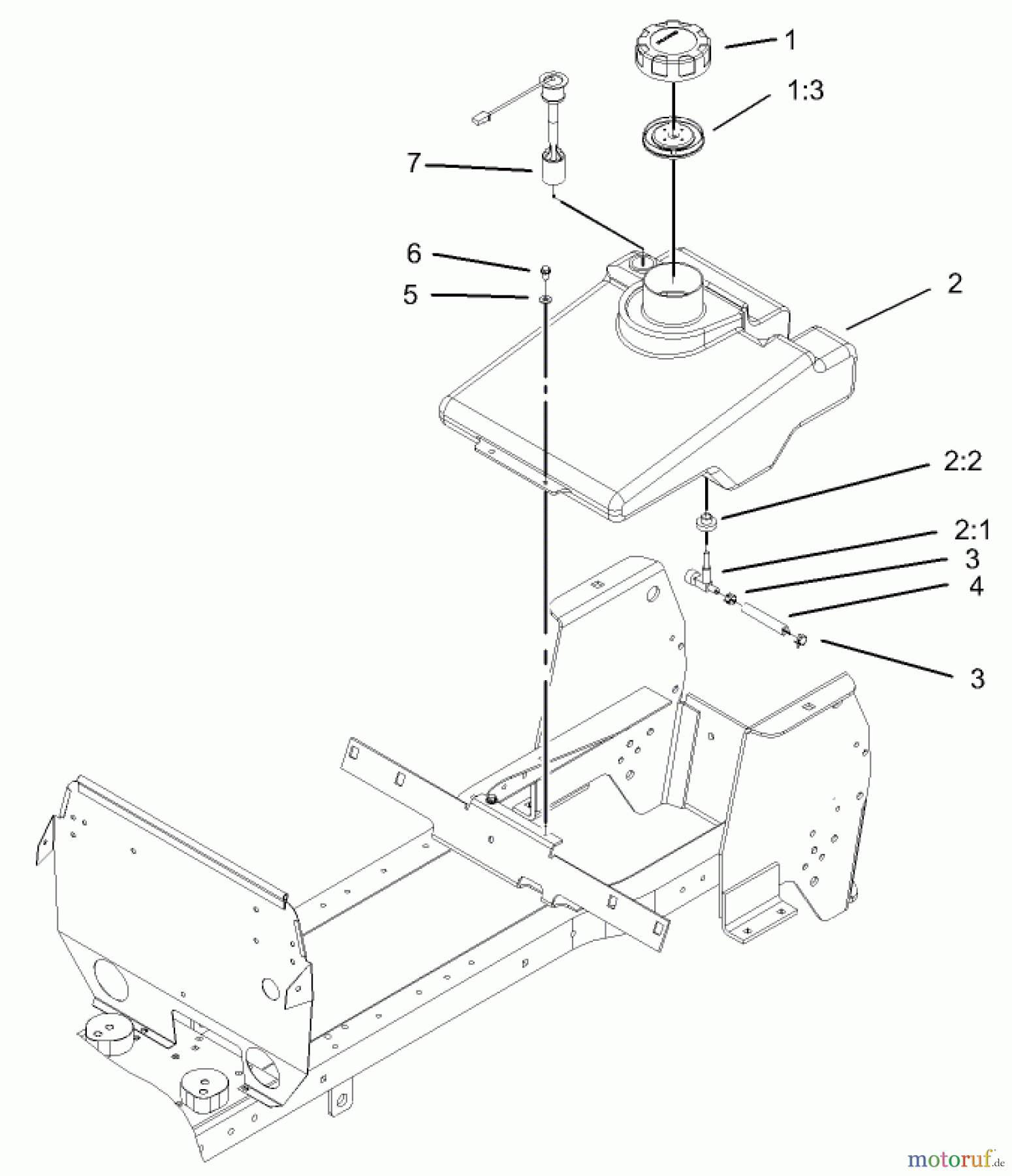  Toro Neu Mowers, Lawn & Garden Tractor Seite 1 72202 (419XT) - Toro 419XT Garden Tractor, 2003 (230000001-230999999) FUEL TANK ASSEMBLY